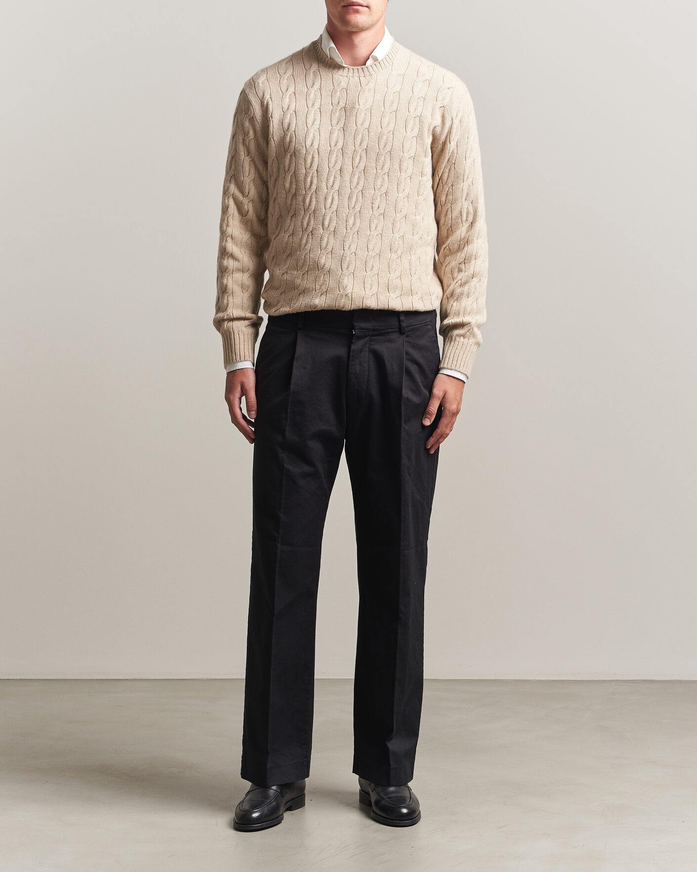 Herren | Pullover | Ralph Lauren Purple Label | Cashmere Cable Sweater Beige Melange