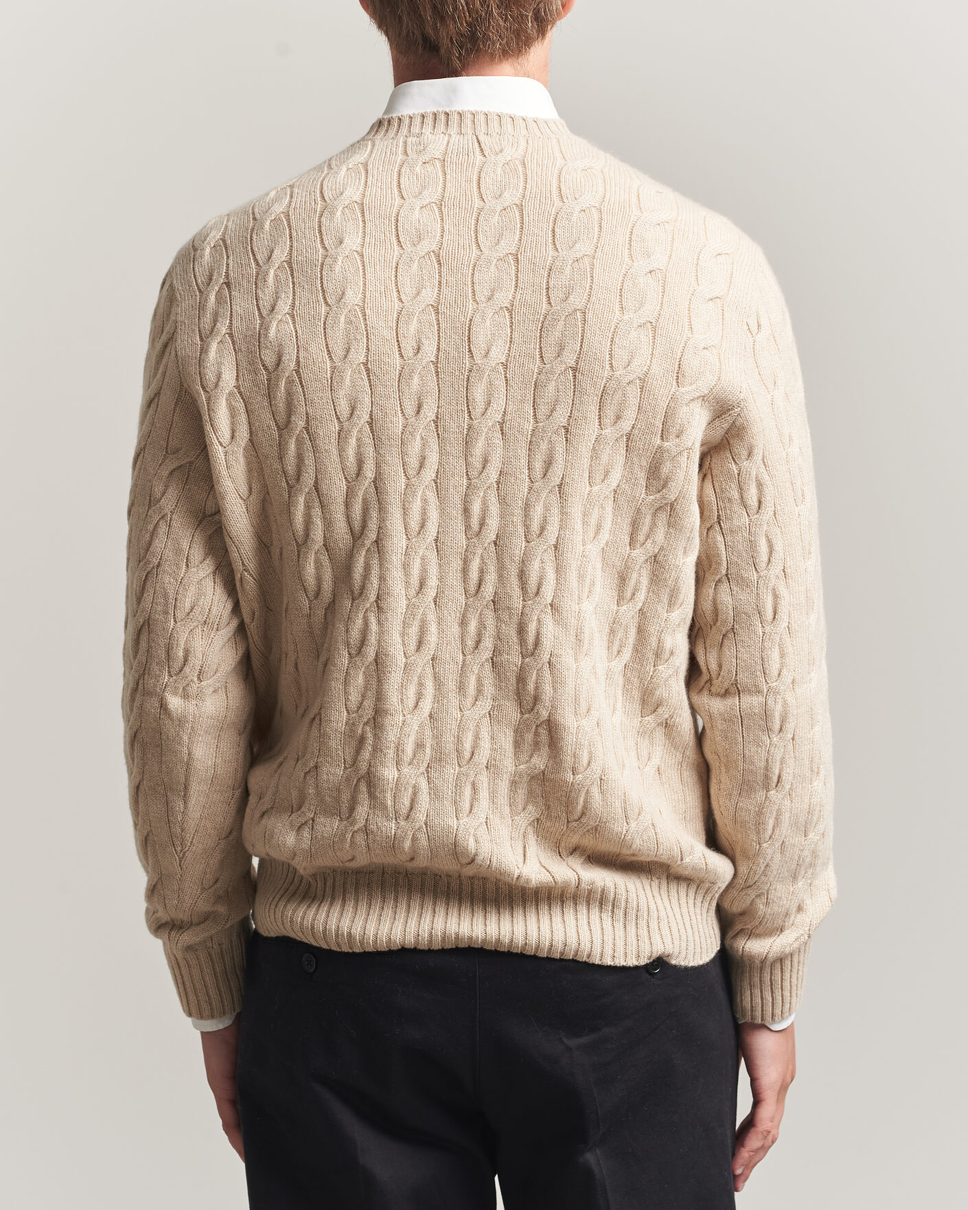 Herren | Pullover | Ralph Lauren Purple Label | Cashmere Cable Sweater Beige Melange