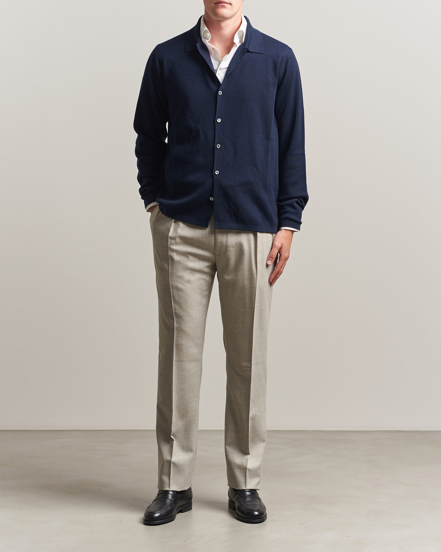 Herren | Hosen | Ralph Lauren Purple Label | Gregory Pleated Flannel Trousers Pearl Grey