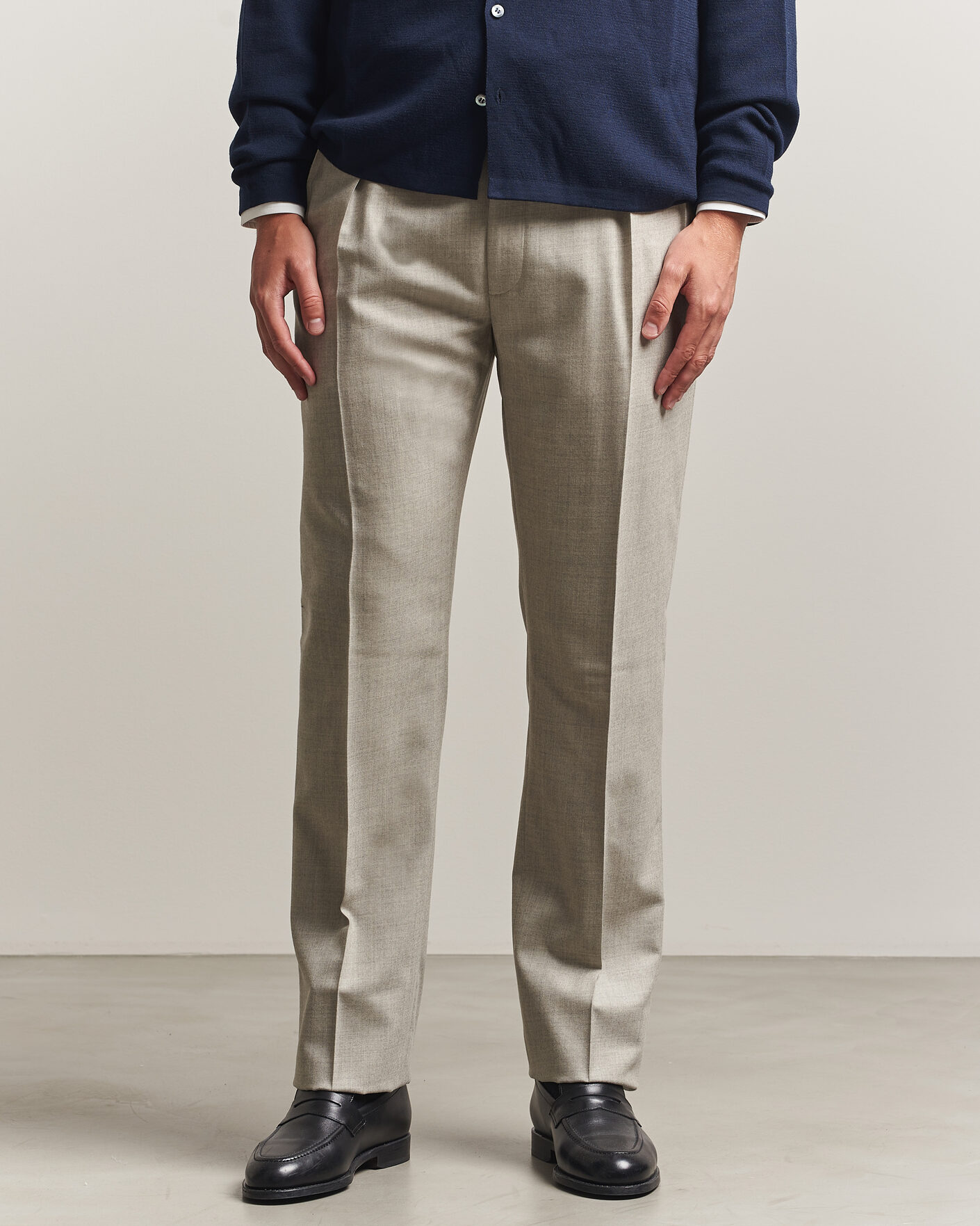Herren | Hosen | Ralph Lauren Purple Label | Gregory Pleated Flannel Trousers Pearl Grey