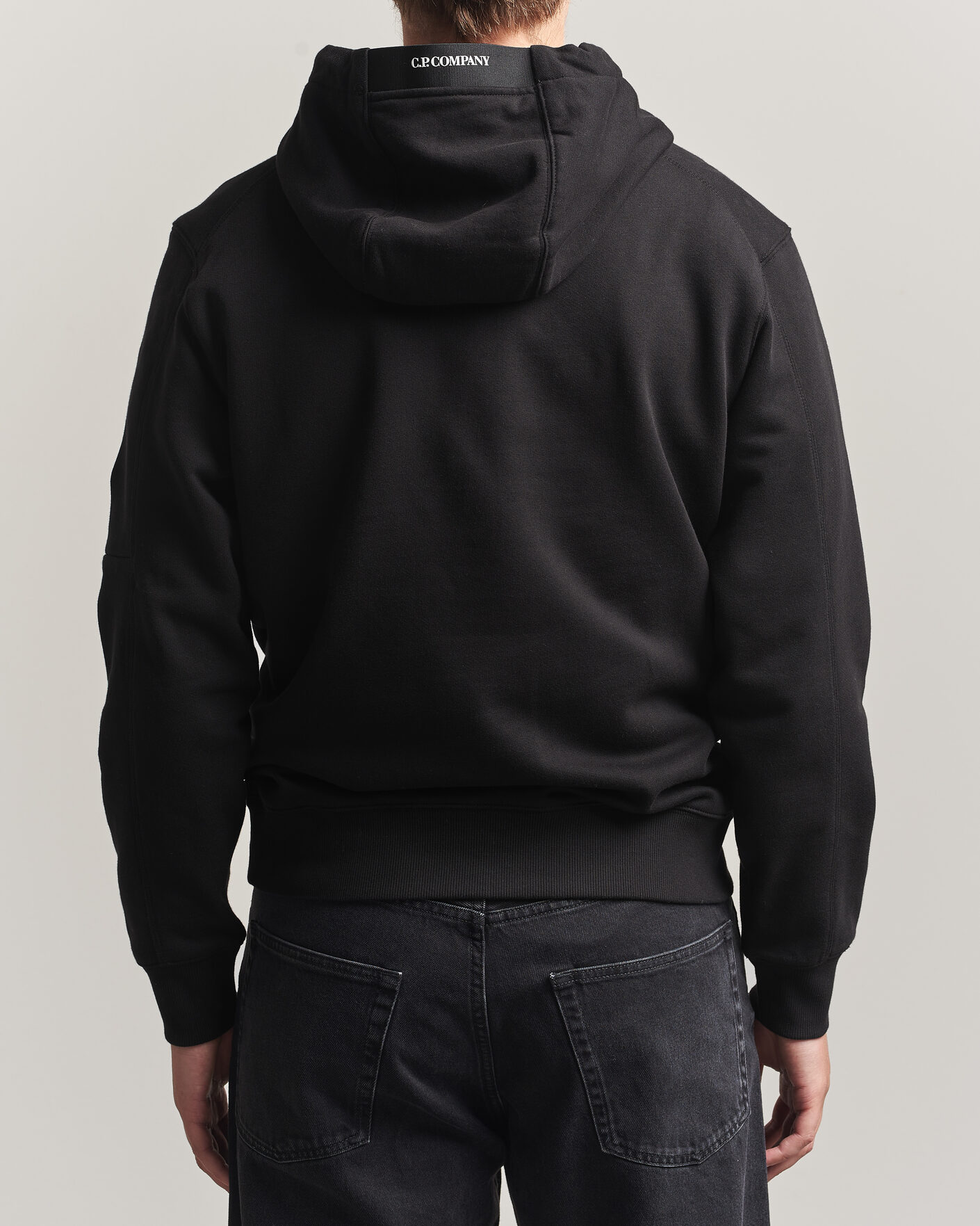 Herren | Pullover | C.P. Company | Diagonal Raised Fleece Lens Hood Black