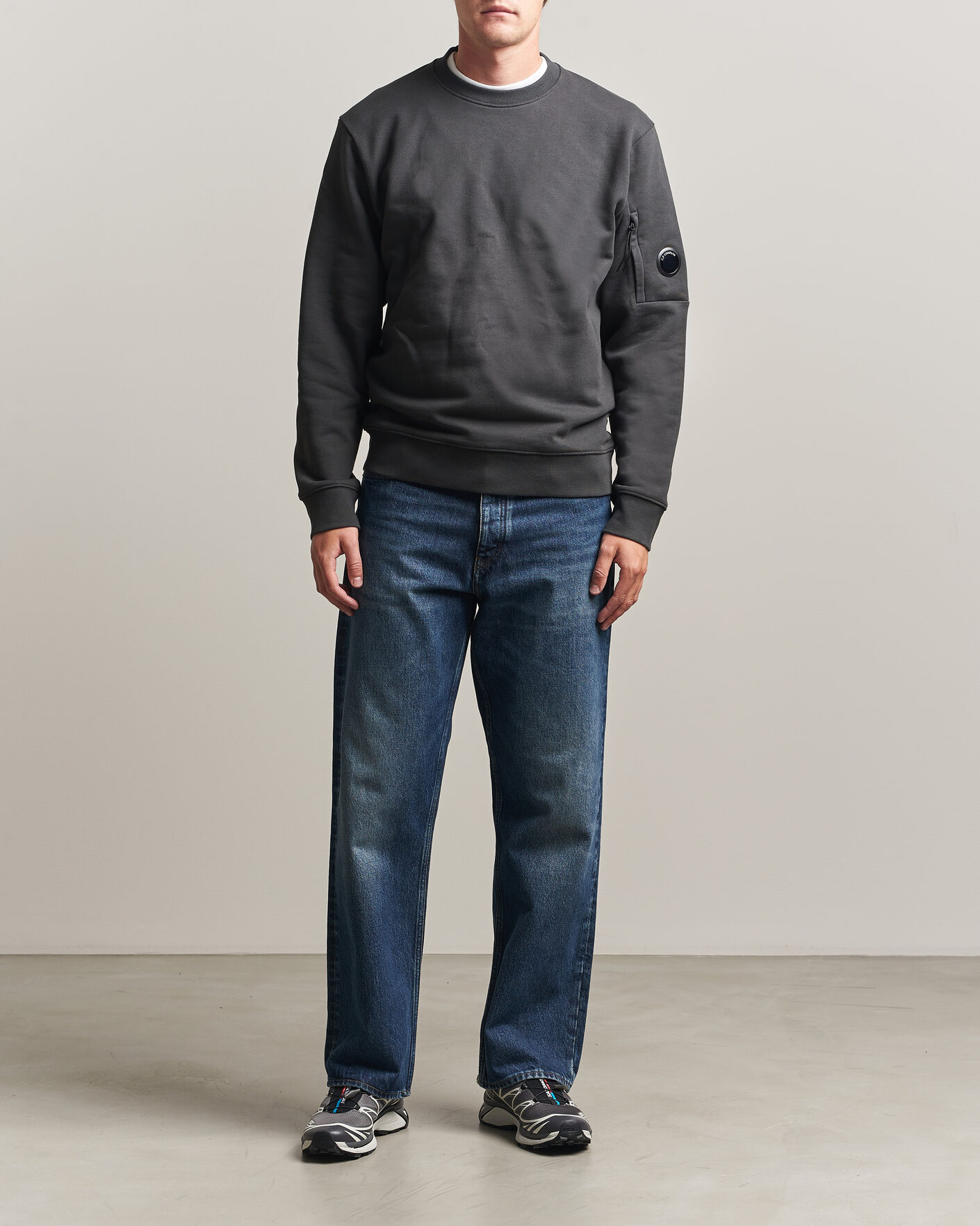 Herren | Pullover | C.P. Company | Diagonal Raised Fleece Lens Sweatshirt Dark Grey