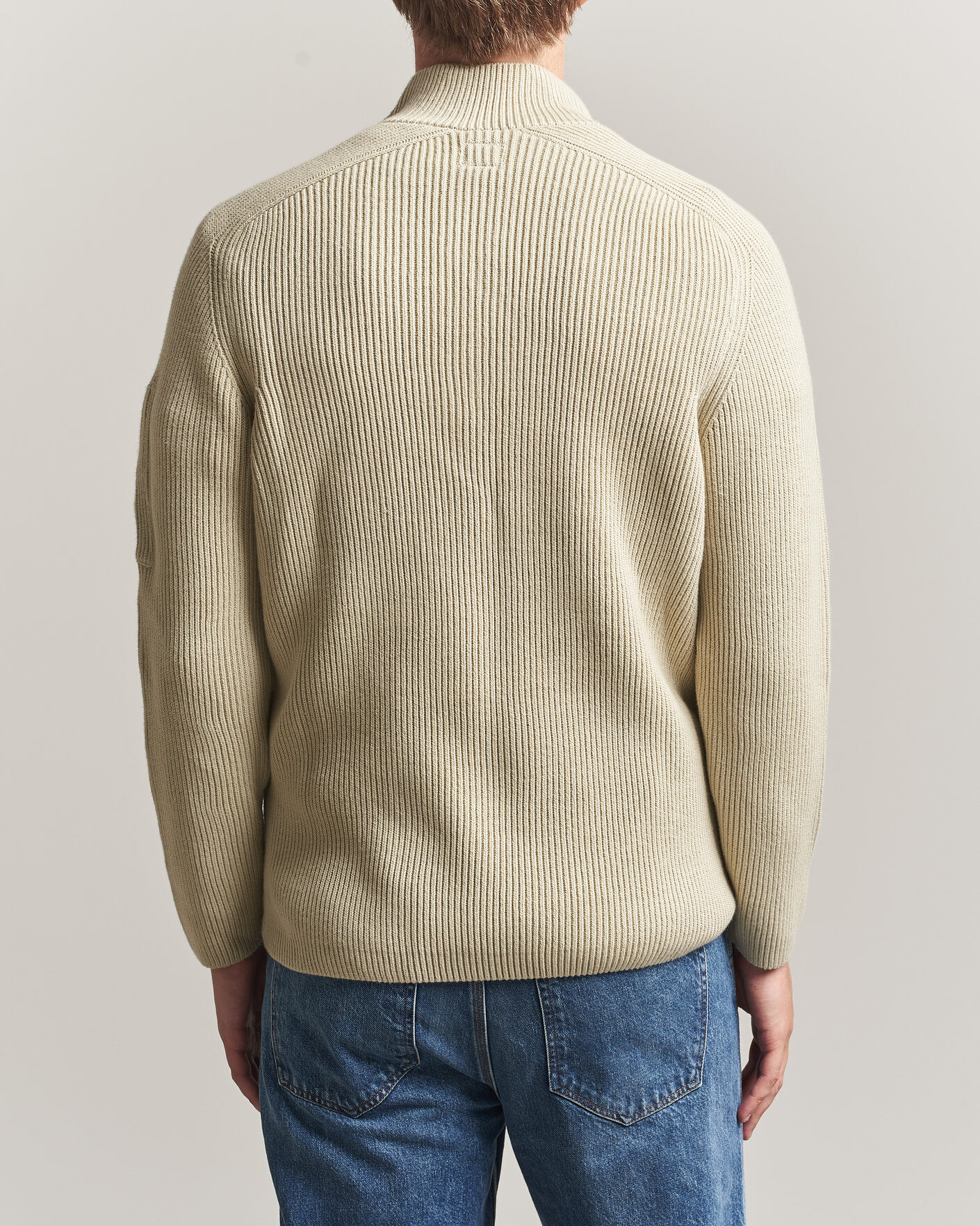 Herren | Pullover | C.P. Company | Full Rib Knitted Cotton Half Button Light Grey
