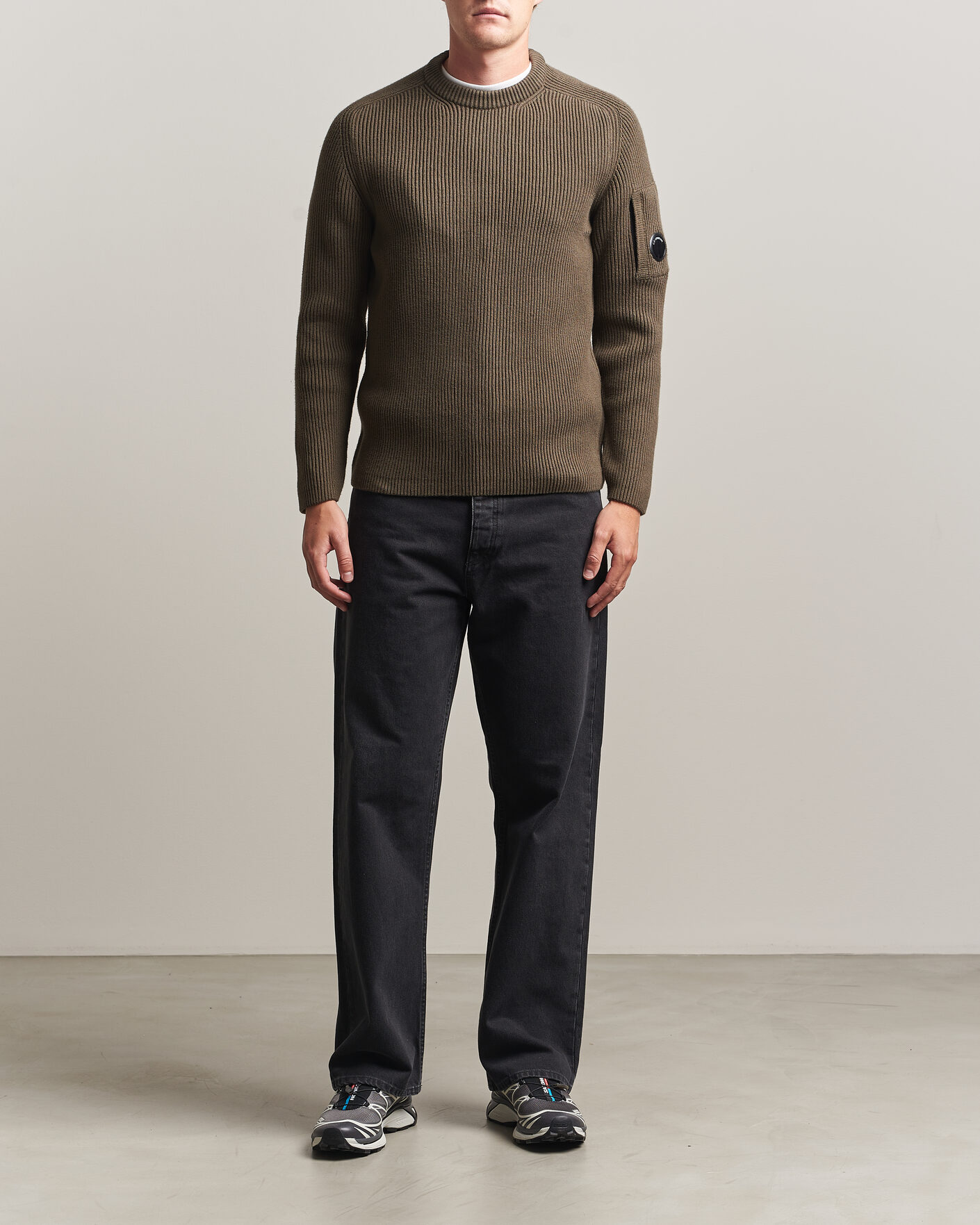 Herren | Pullover | C.P. Company | Full Rib Knitted Cotton Crew Neck Dark Green
