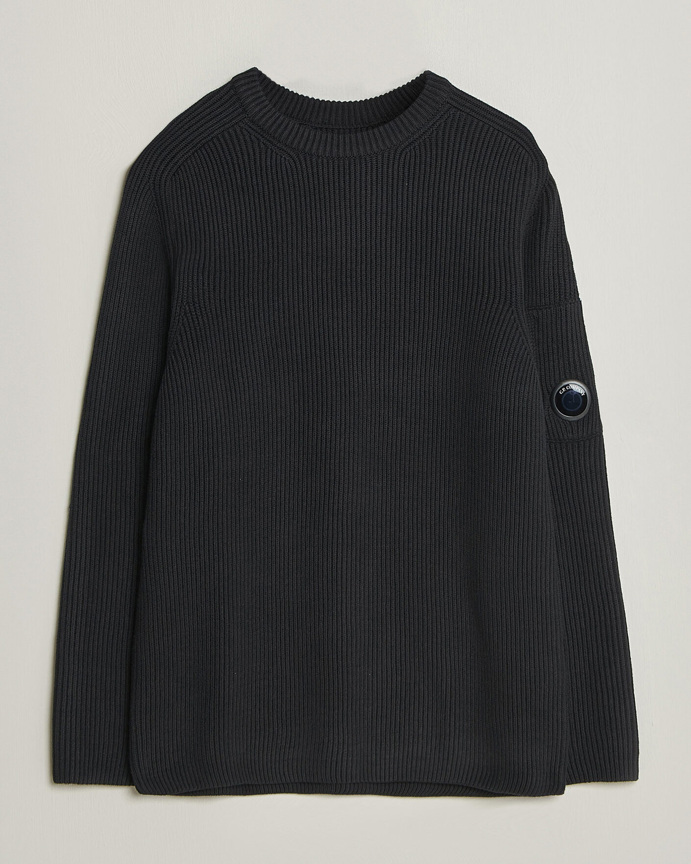 Herren | Pullover | C.P. Company | Full Rib Knitted Cotton Crew Neck Black