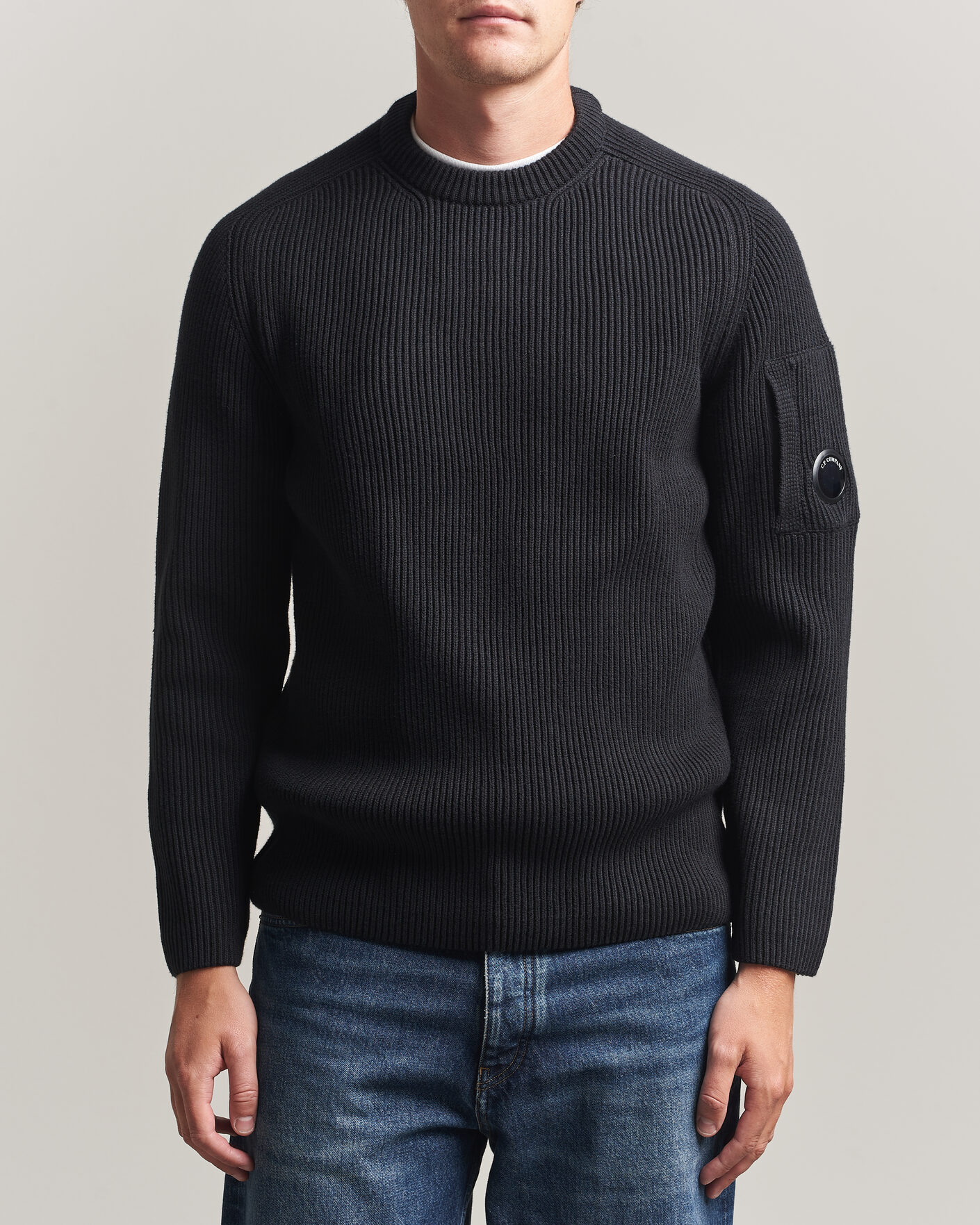 Herren | Pullover | C.P. Company | Full Rib Knitted Cotton Crew Neck Black