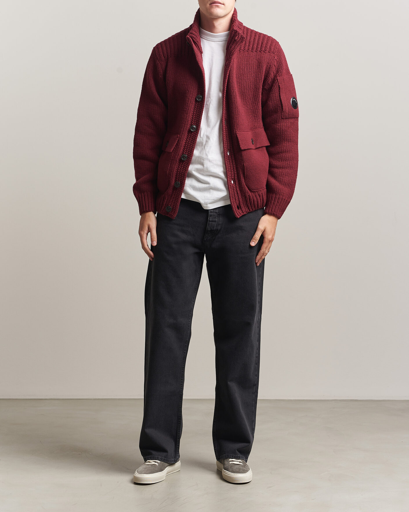 Herren | Pullover | C.P. Company | Heavy Lambswool Cardigan Burgundy