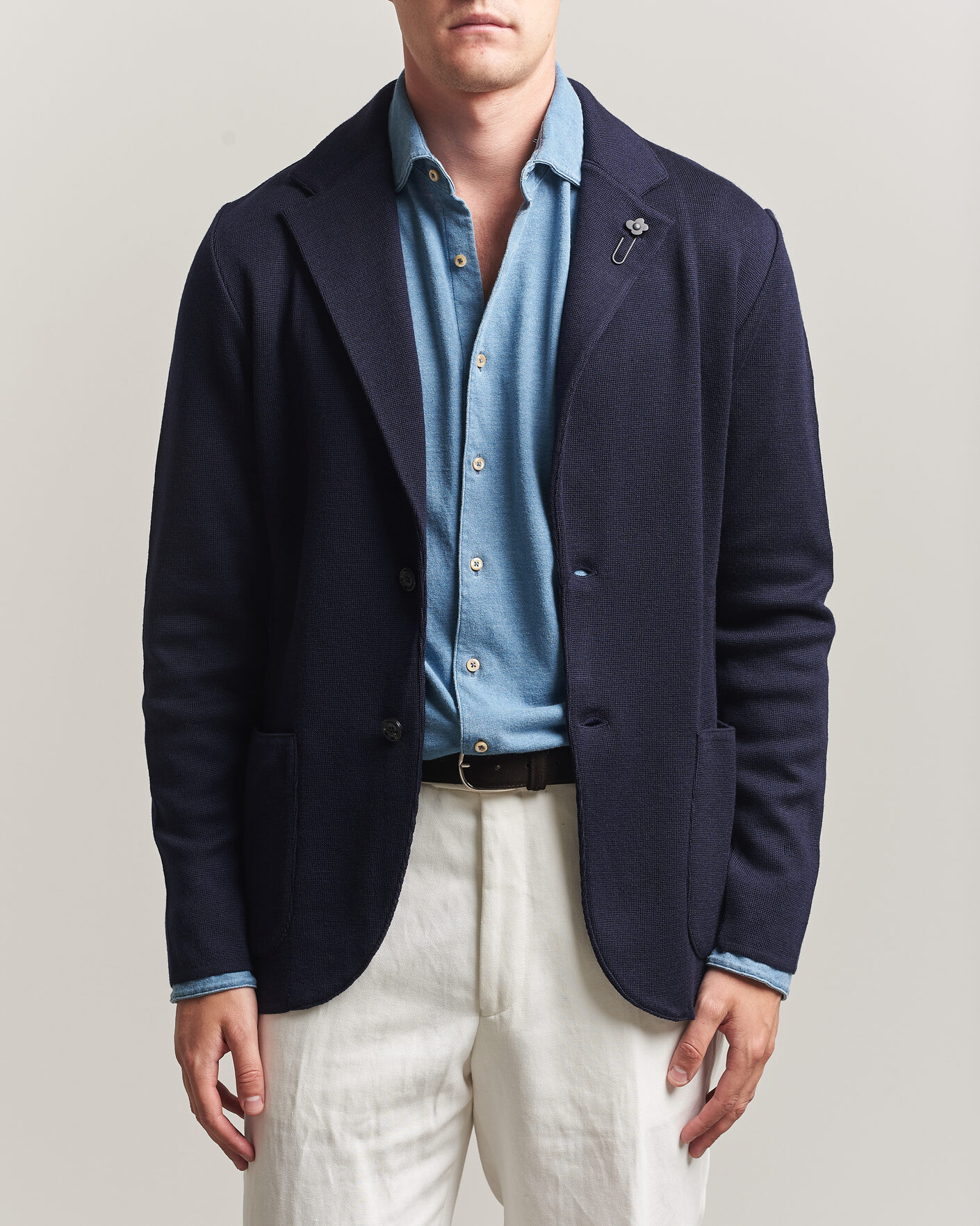Herren | Sakkos | Lardini | Knitted Wool Blazer Navy