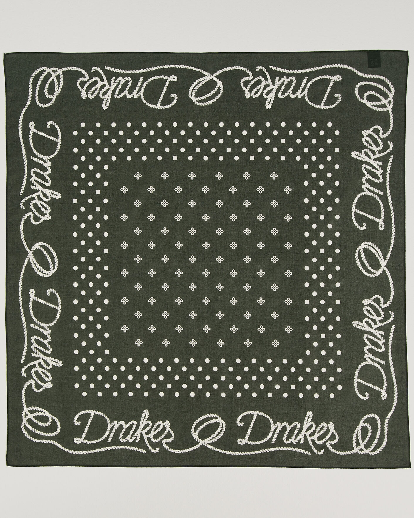 Herren | Tücher | Drake's | Rope Border Cotton Bandana Green
