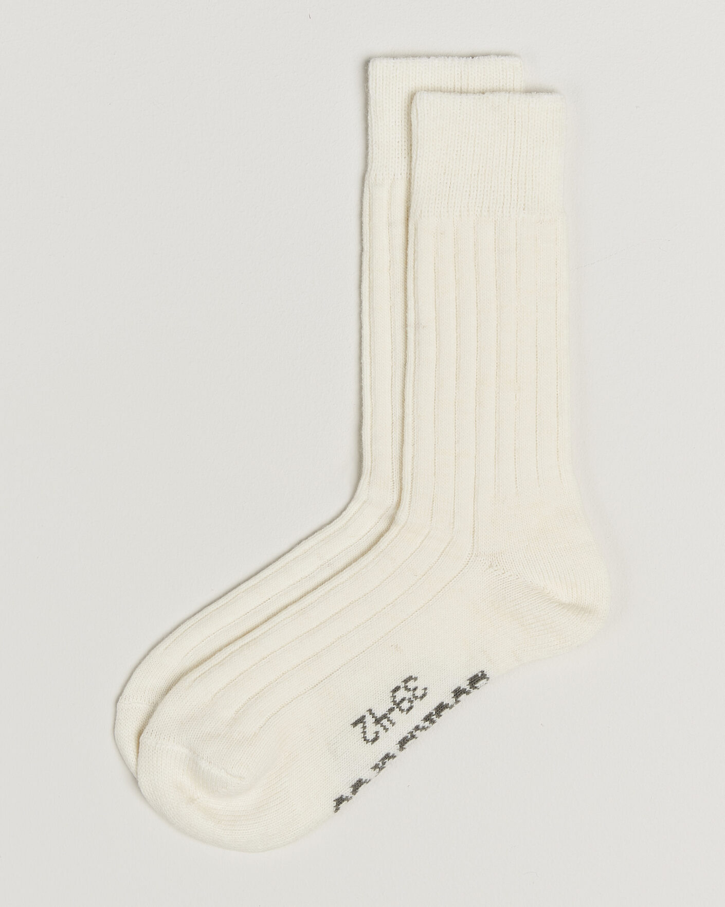 Herren | Unterwäsche | Alpacasocks & Co | 2-Pack Ribbed Alpacka Wool Socks Off White