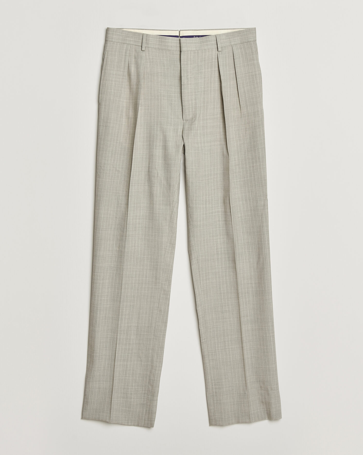 Herren | Hosen | Ralph Lauren Purple Label | Glenn Pinstriped Pleated Wool Trousers Grey