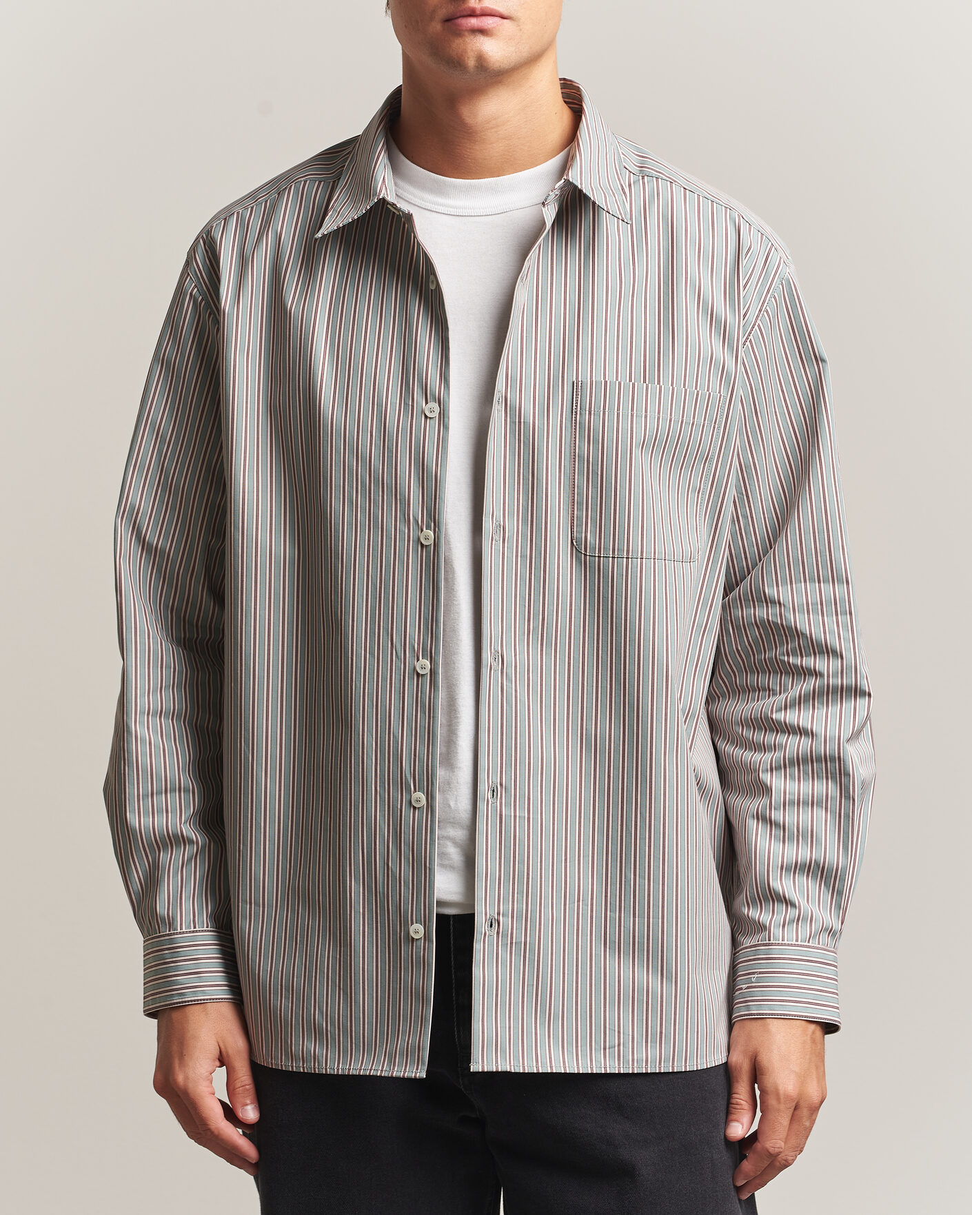 Herren | Hemden | A.P.C. | Malo Cotton Striped Shirt Almond Green