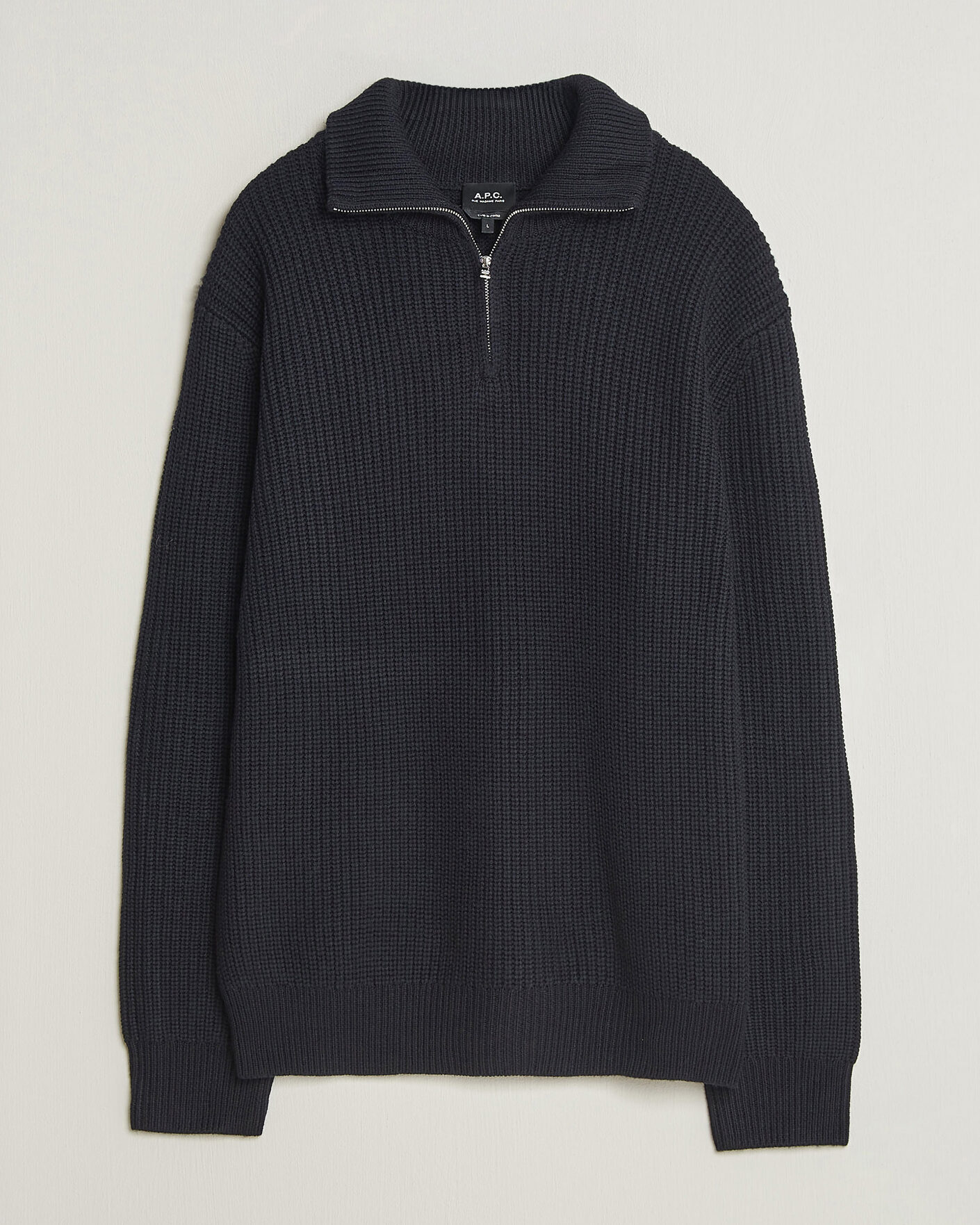 Herren | Pullover | A.P.C. | Daniel Wool Rib Knitted Half Zip Dark Navy