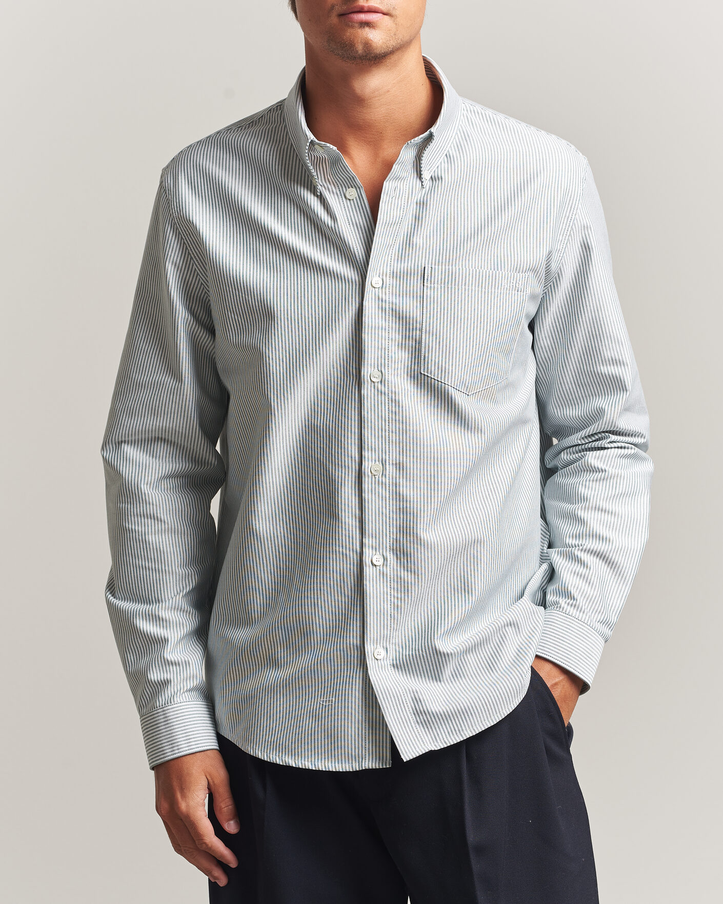 Herren | Hemden | A.P.C. | Greg Striped Oxford Shirt Green/White