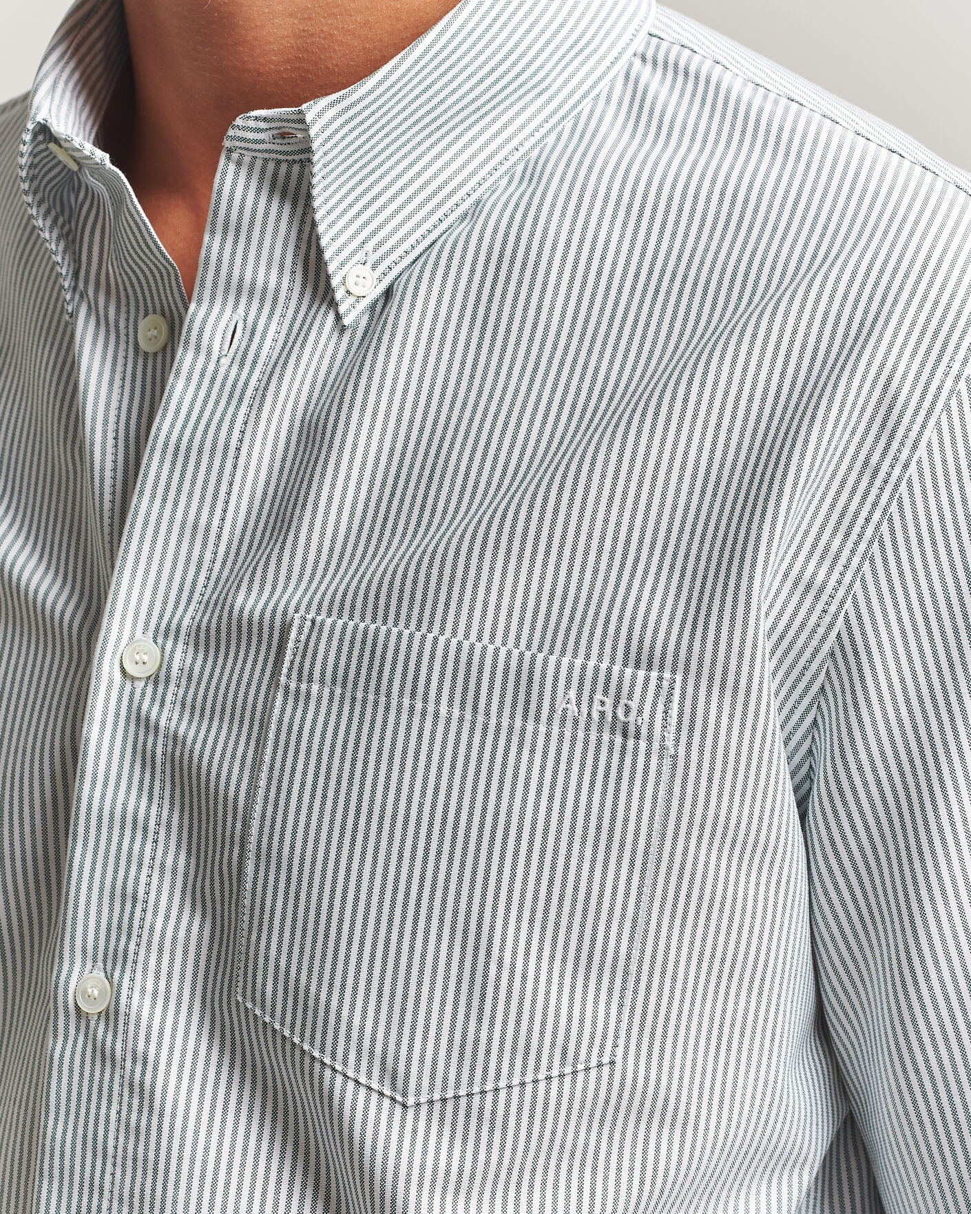 Herren | Hemden | A.P.C. | Greg Striped Oxford Shirt Green/White