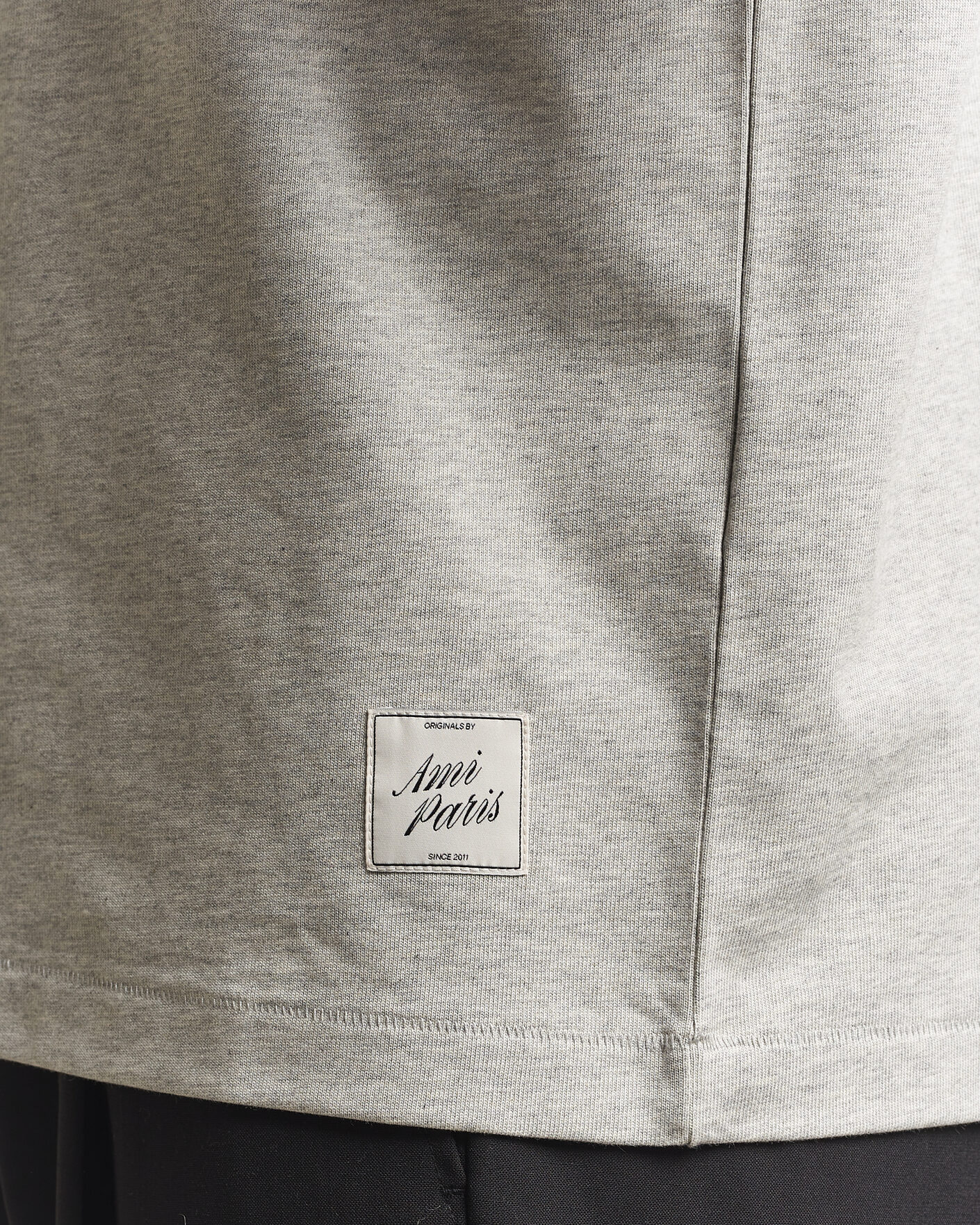 Herren | T-Shirts | AMI | Heritage Logo T-Shirt Light Grey Melange