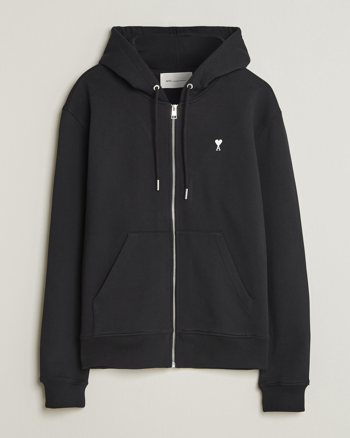 Herren | Pullover | AMI | Contrasted Heart Logo Full Zip Hoodie Black
