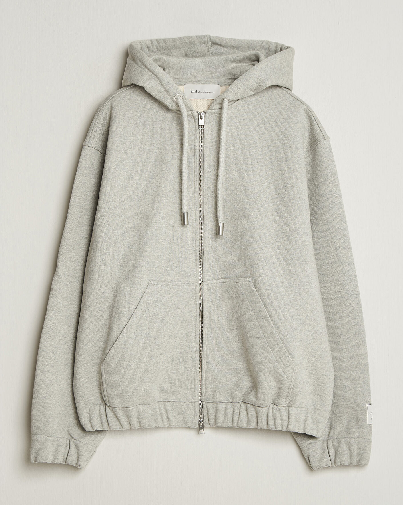 Herren | Pullover | AMI | Heritage Logo Full Zip Hoodie Light Grey Melange