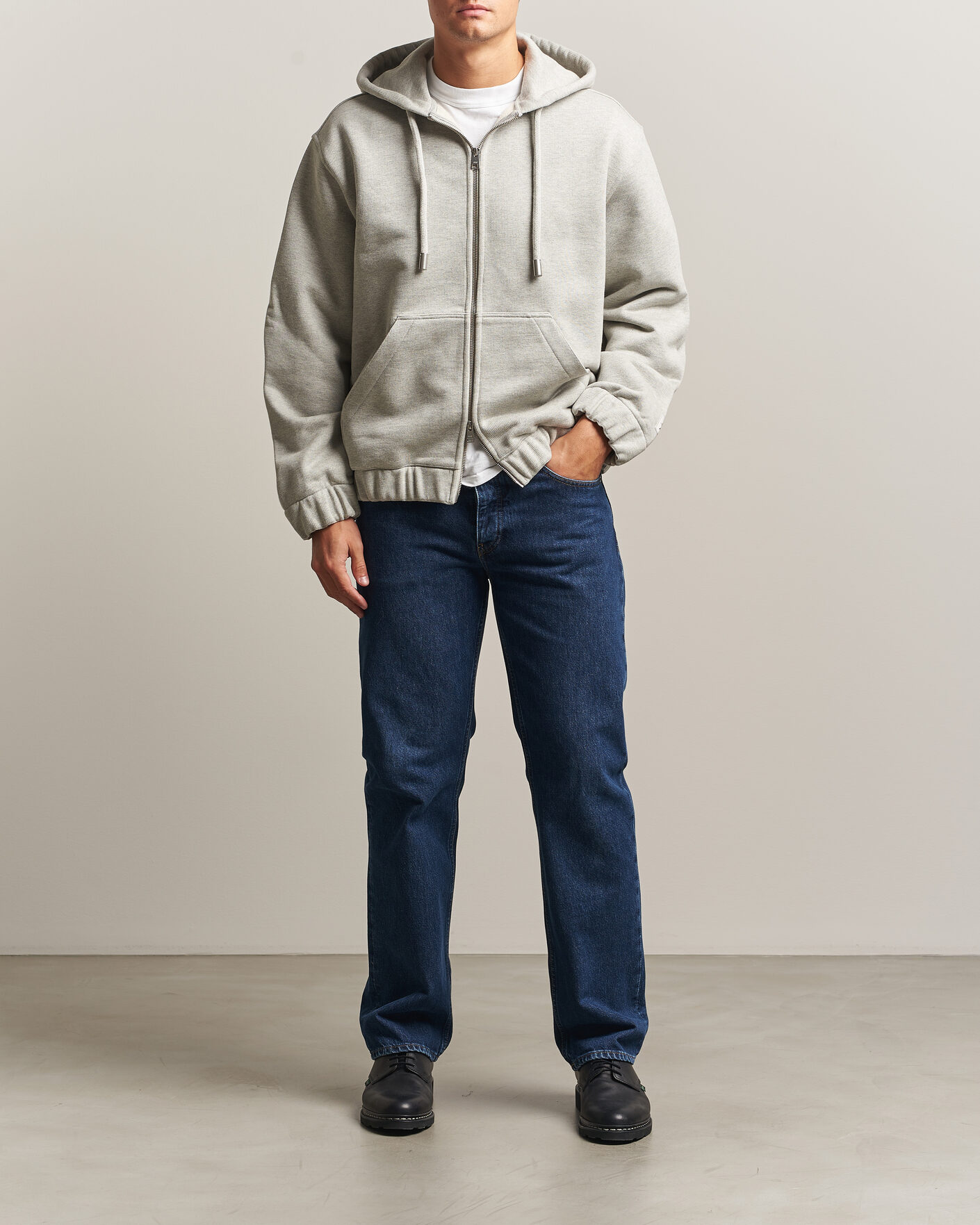 Herren | Pullover | AMI | Heritage Logo Full Zip Hoodie Light Grey Melange
