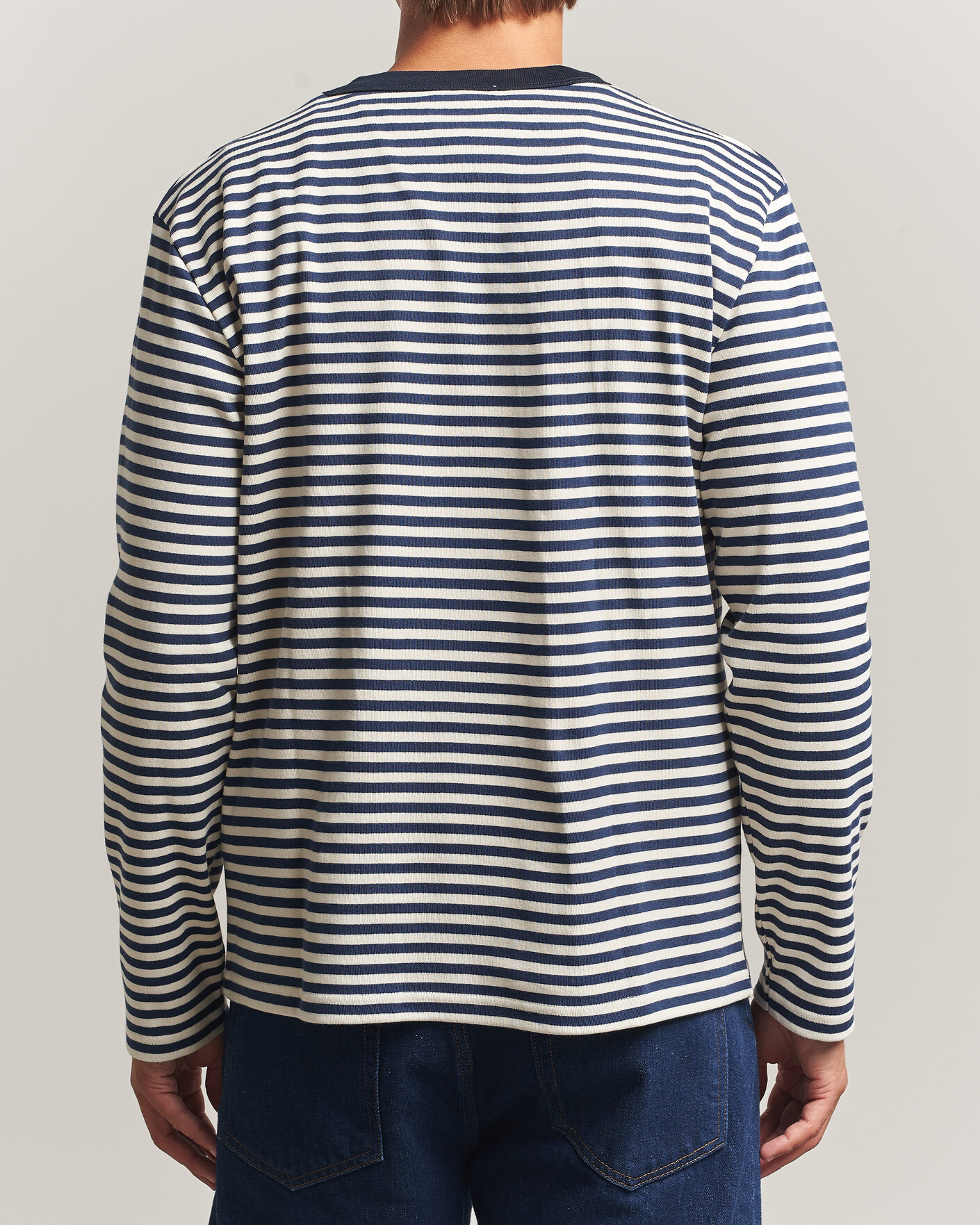Herren | T-Shirts | Armor-lux | Héritage Striped Long Sleeve T-Shirt Marine/Milk