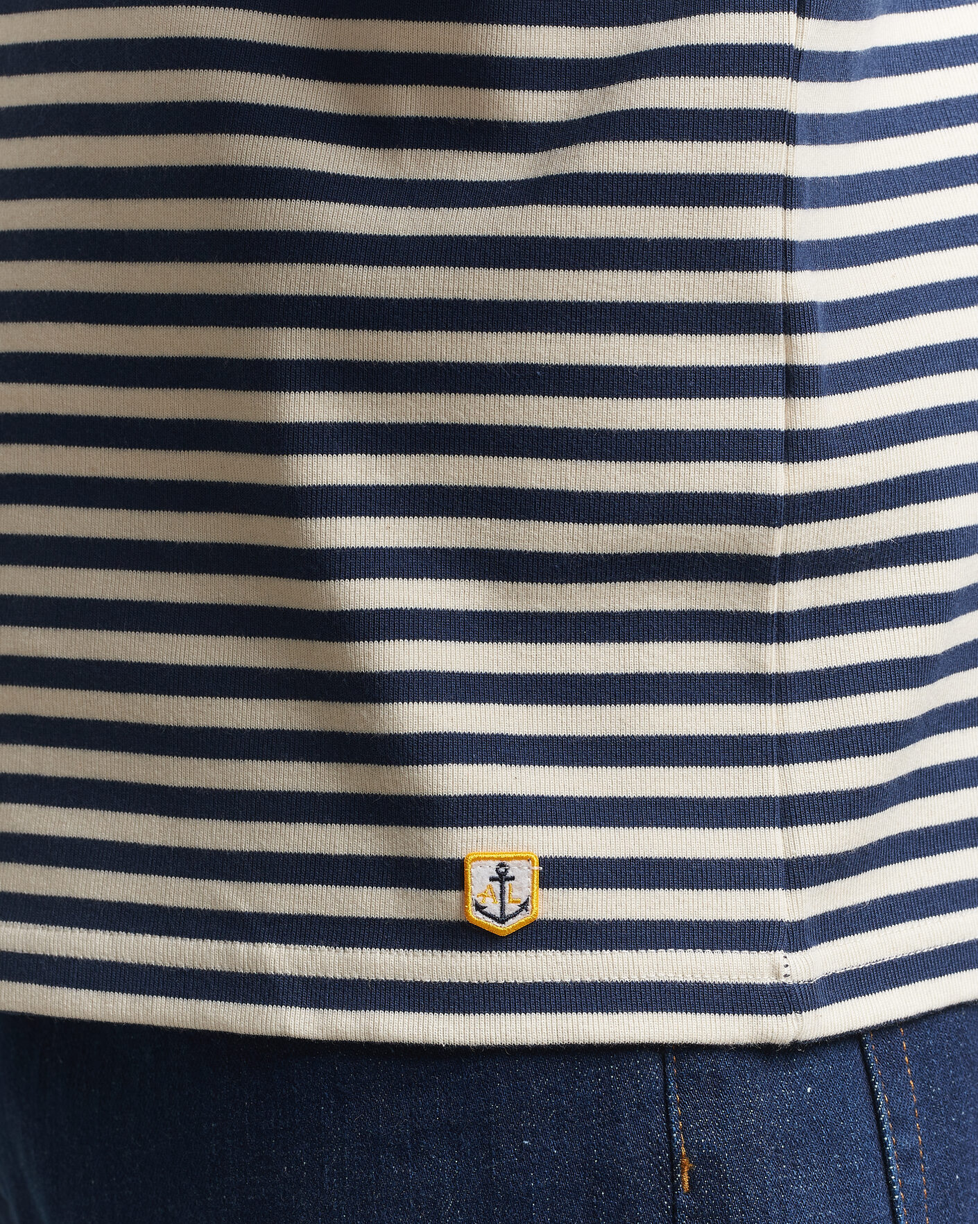 Herren | T-Shirts | Armor-lux | Héritage Striped Long Sleeve T-Shirt Marine/Milk