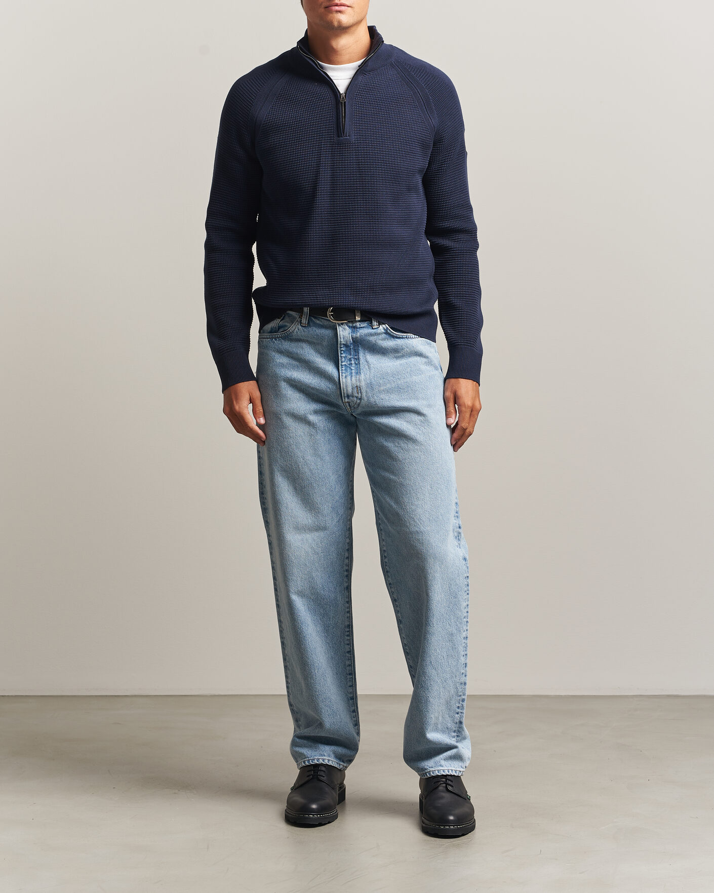 Herren | Pullover | Belstaff | Bradwell Cotton Knitted Quarter Zip Dark Ink