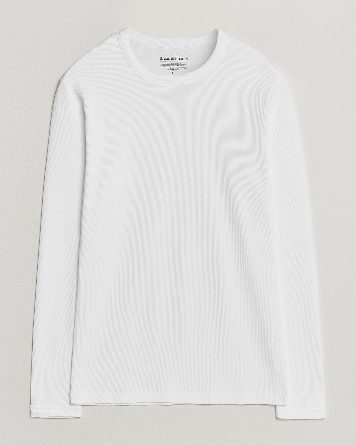 Herren | T-Shirts | Bread & Boxers | Ribbed Long Sleeve T-Shirt White