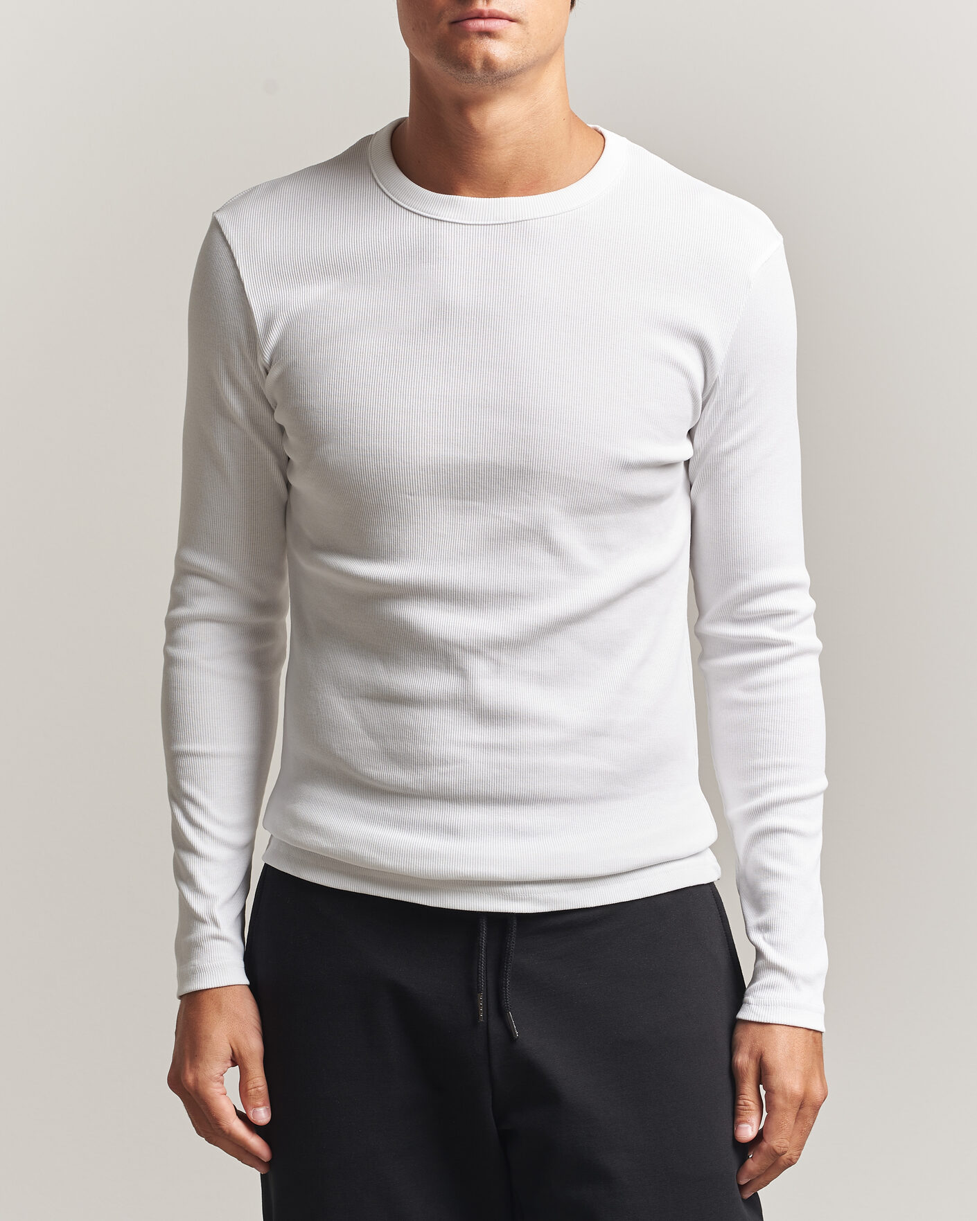 Herren | T-Shirts | Bread & Boxers | Ribbed Long Sleeve T-Shirt White