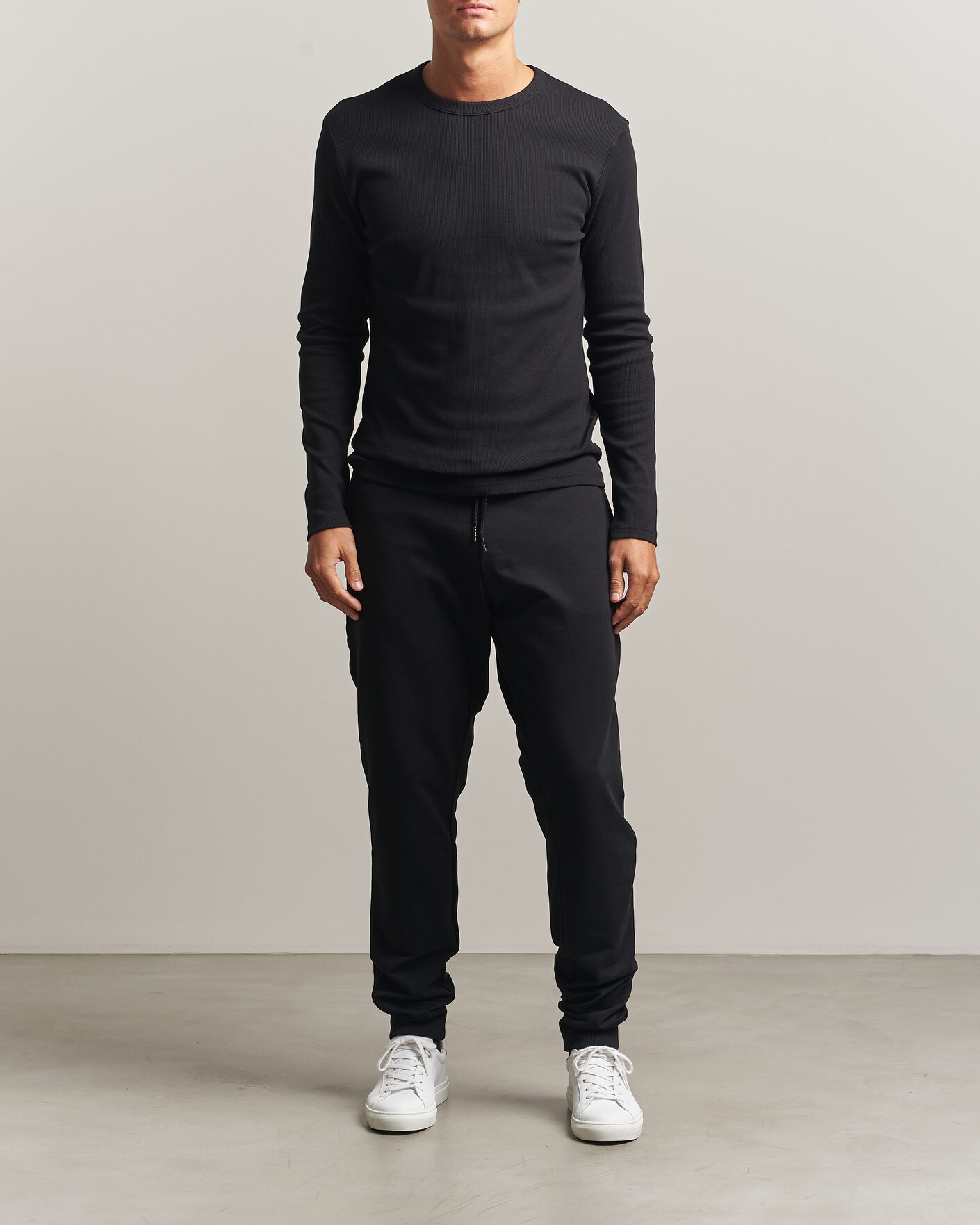Herren | T-Shirts | Bread & Boxers | Ribbed Long Sleeve T-Shirt Black