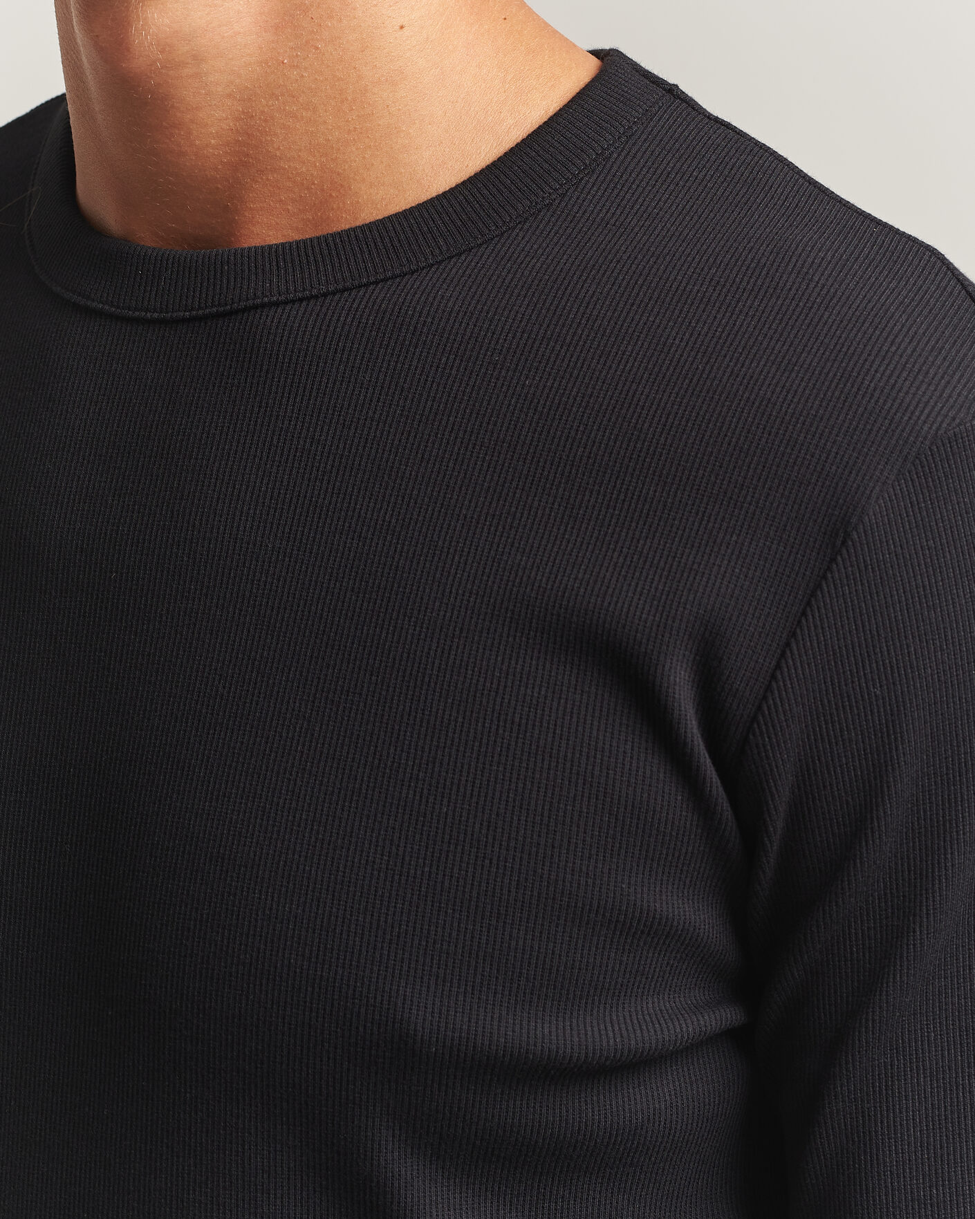 Herren | T-Shirts | Bread & Boxers | Ribbed Long Sleeve T-Shirt Black