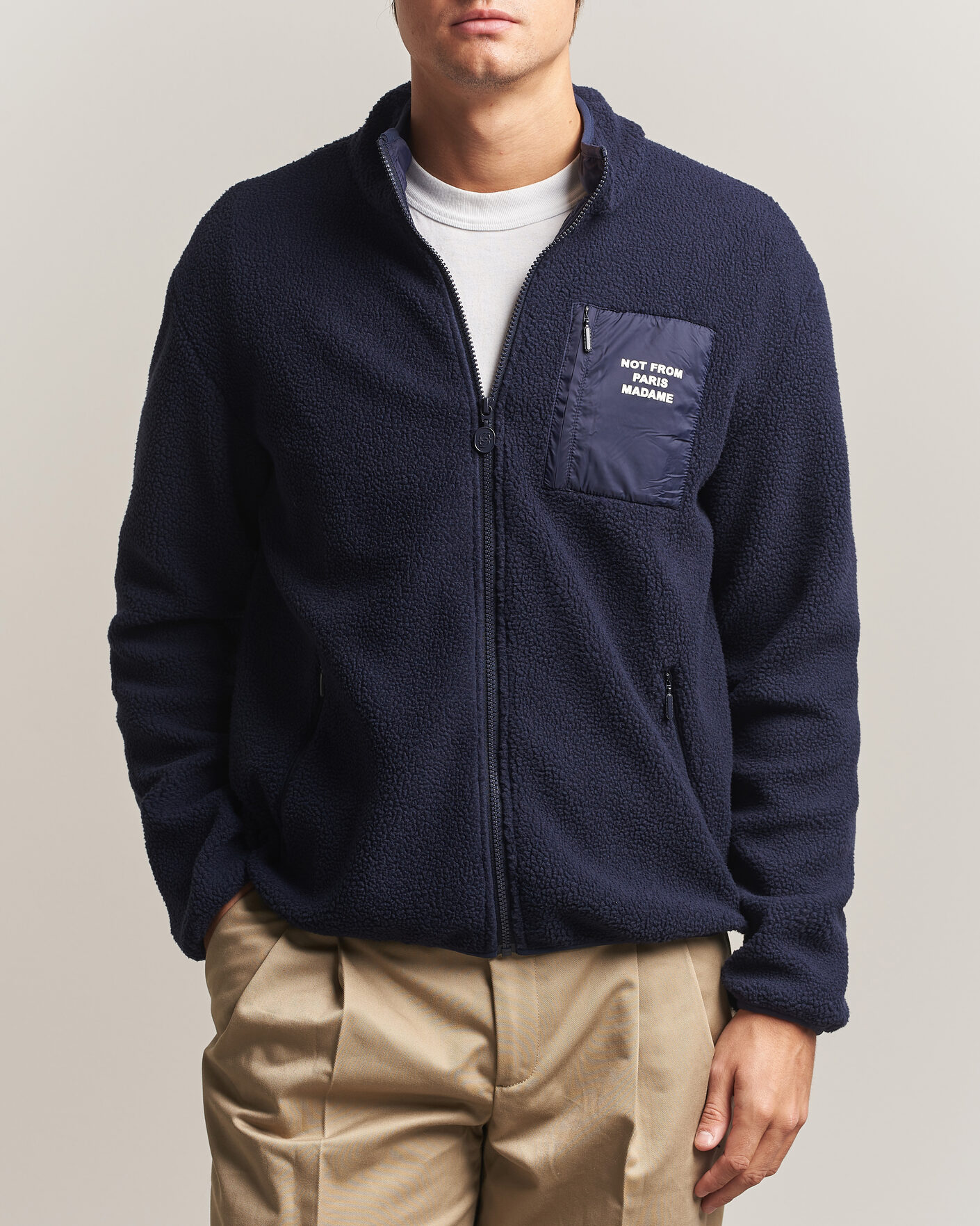 Herren | Pullover | Drôle de Monsieur | Slogan Sherpa Jacket Navy