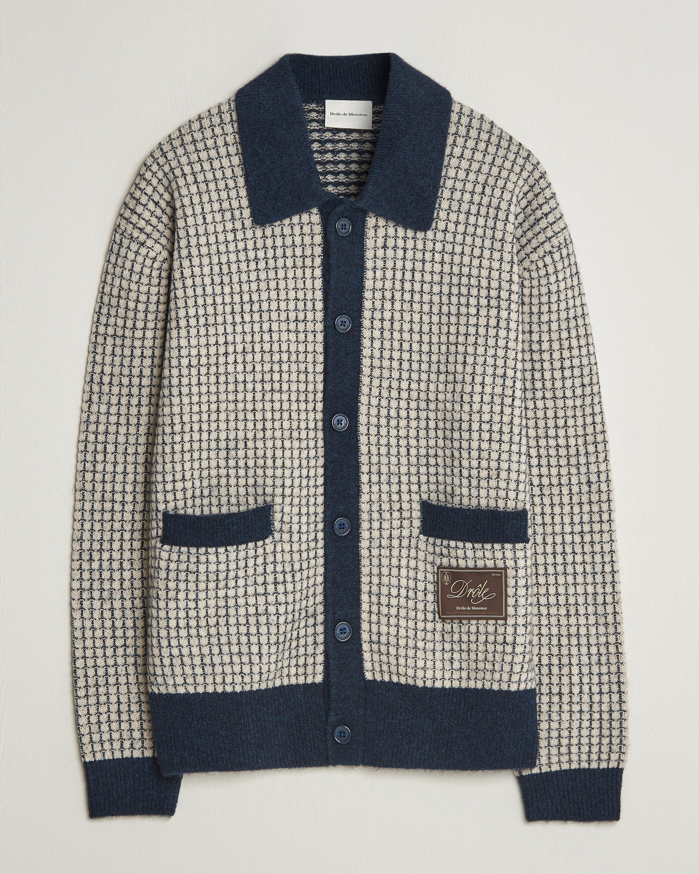Herren | Pullover | Drôle de Monsieur | Waffle Knitted Cardigan Navy