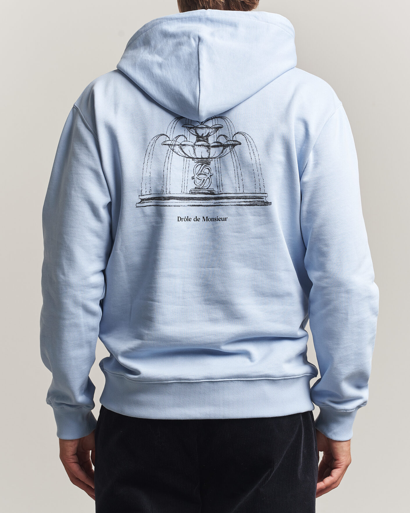 Herren | Pullover | Drôle de Monsieur | Fountain Printed Hoodie Light Blue