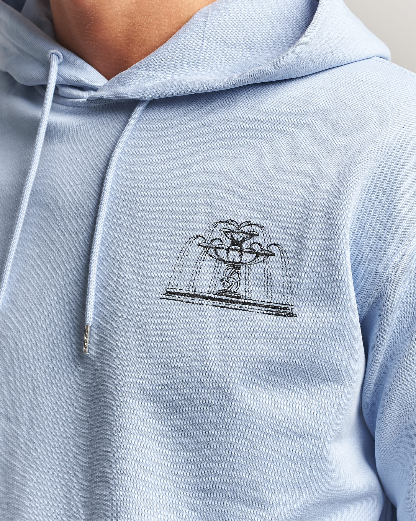 Herren | Pullover | Drôle de Monsieur | Fountain Printed Hoodie Light Blue