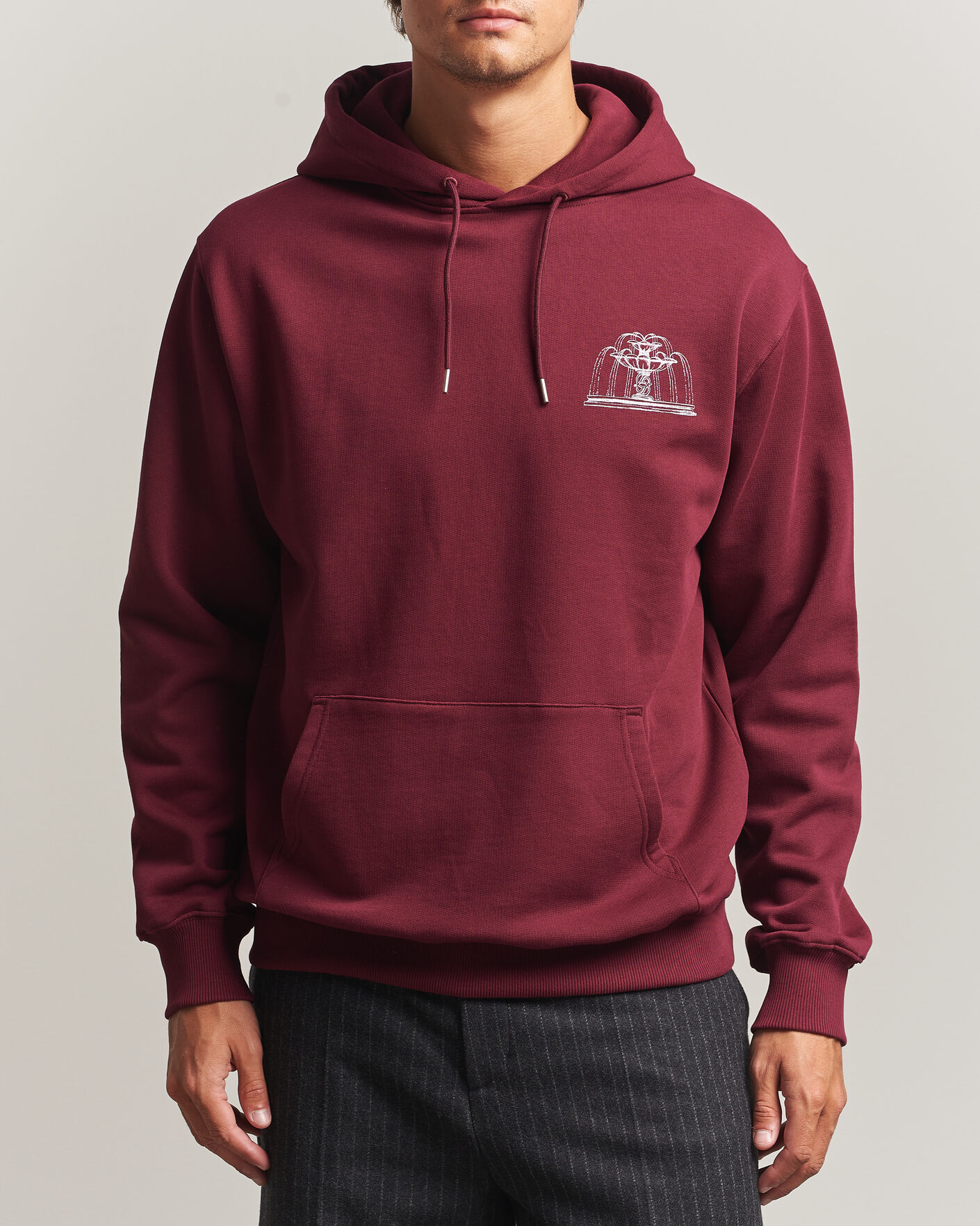 Herren | Pullover | Drôle de Monsieur | Fountain Printed Hoodie Burgundy