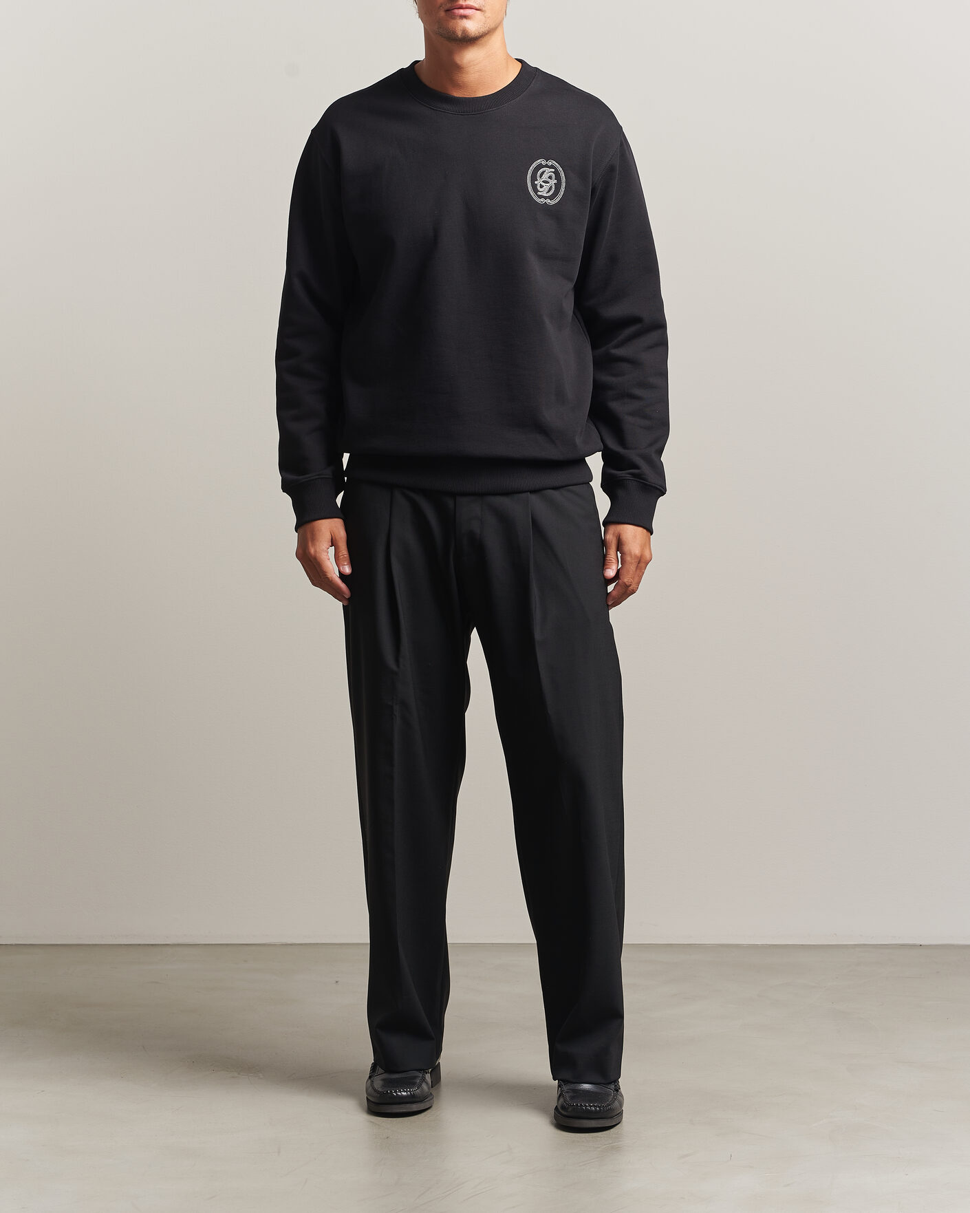 Herren | Pullover | Drôle de Monsieur | Mirror D Embroidered Sweatshirt Black