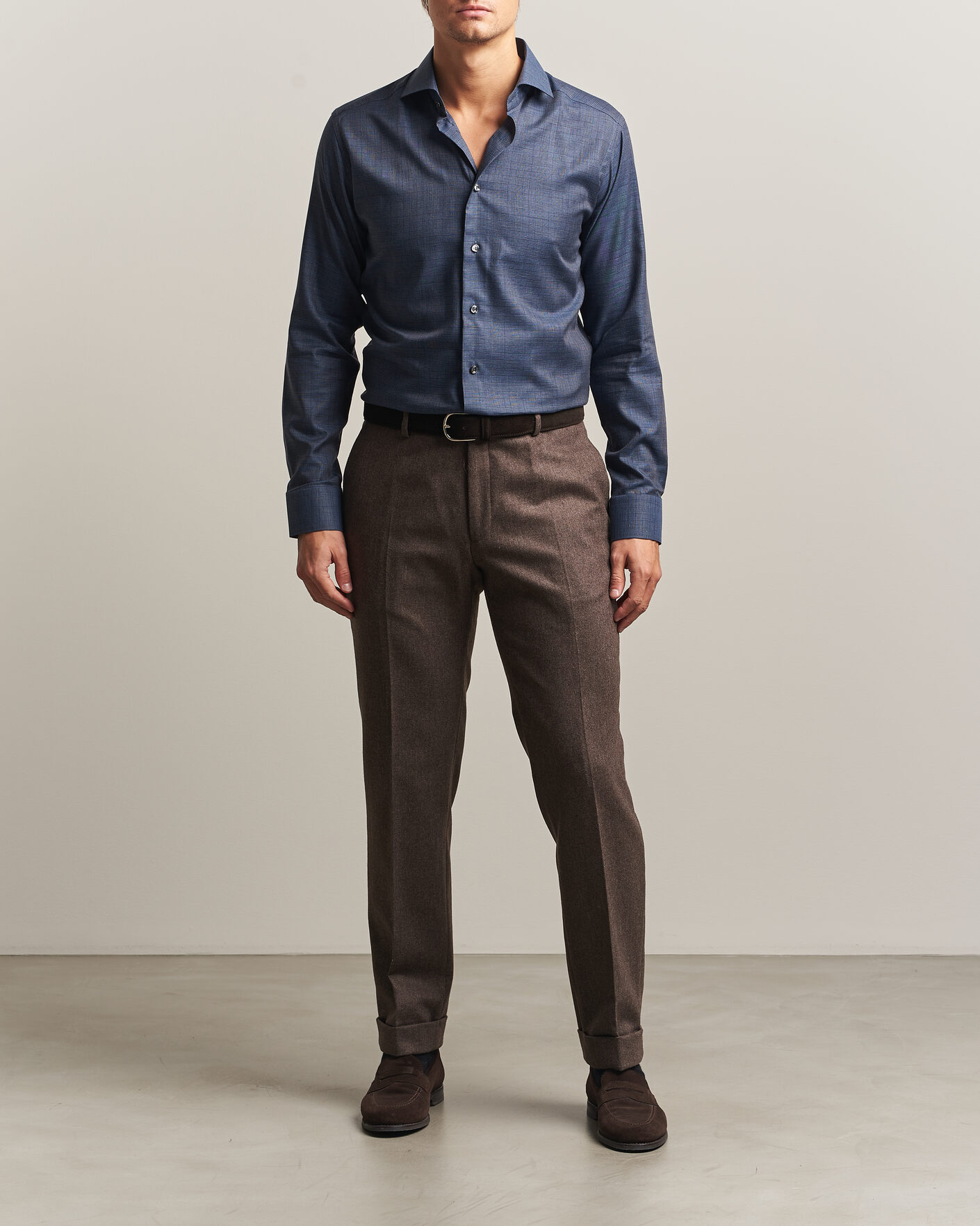 Herren | Hemden | Eton | Slim Fit Signature Flannel Checked Shirt Dark Blue