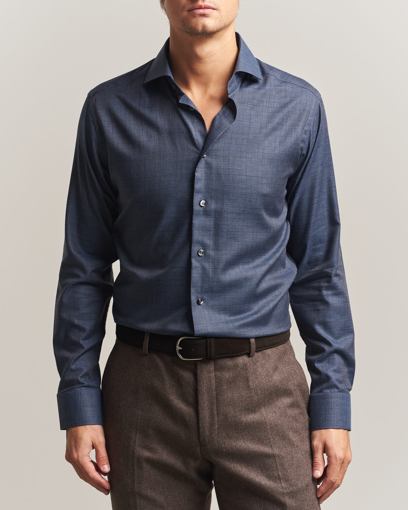 Herren | Hemden | Eton | Slim Fit Signature Flannel Checked Shirt Dark Blue