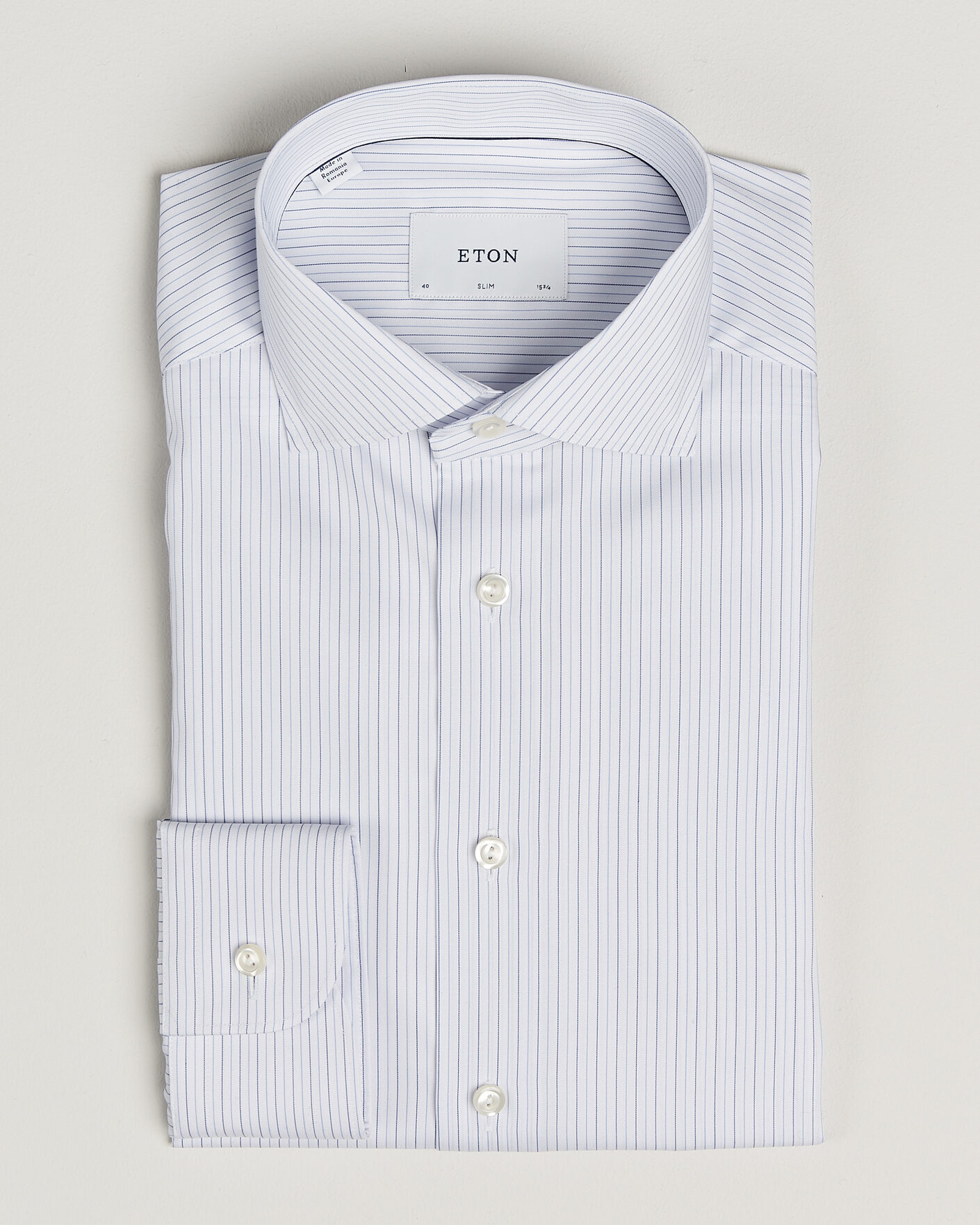 Herren | Hemden | Eton | Slim Fit Fine Twill Striped Shirt Light Blue