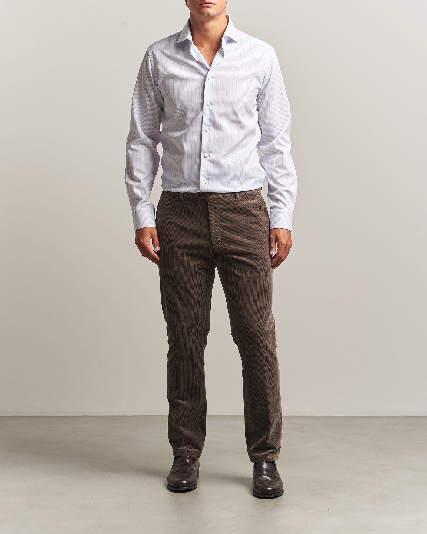 Herren | Hemden | Eton | Slim Fit Fine Twill Striped Shirt Light Blue