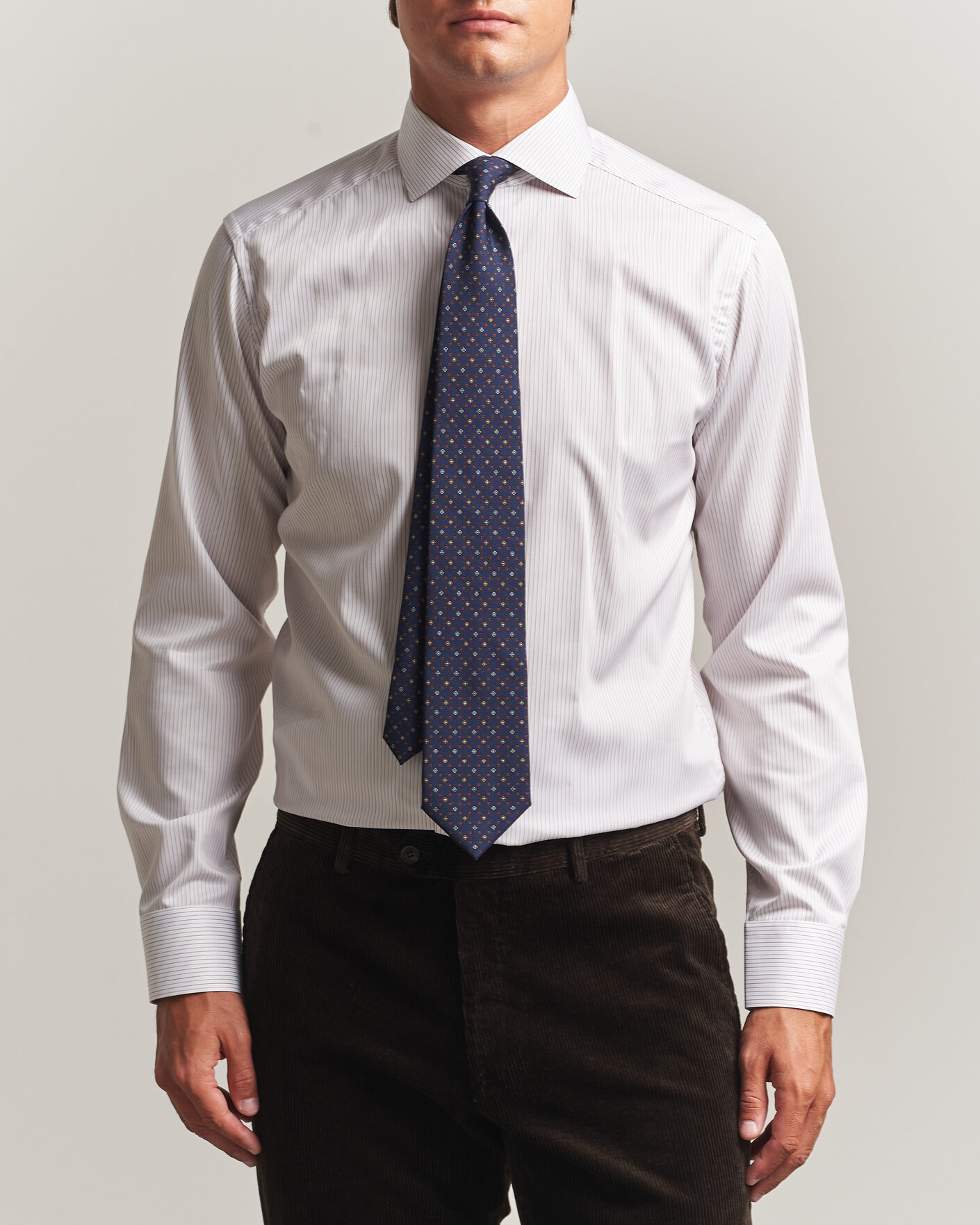 Herren | Hemden | Eton | Slim Fit Fine Twill Striped Shirt Orange