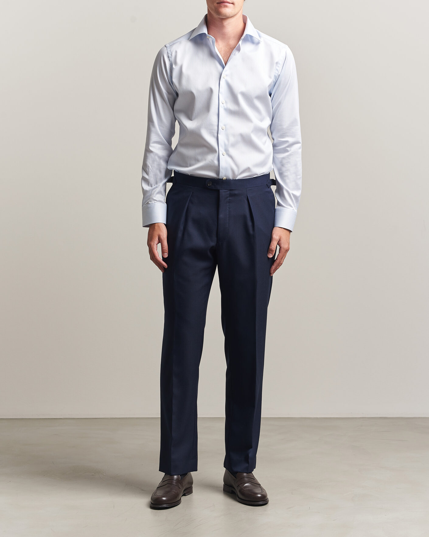 Herren | Hemden | Eton | Slim Fit Signature Twill Striped Shirt Light Blue