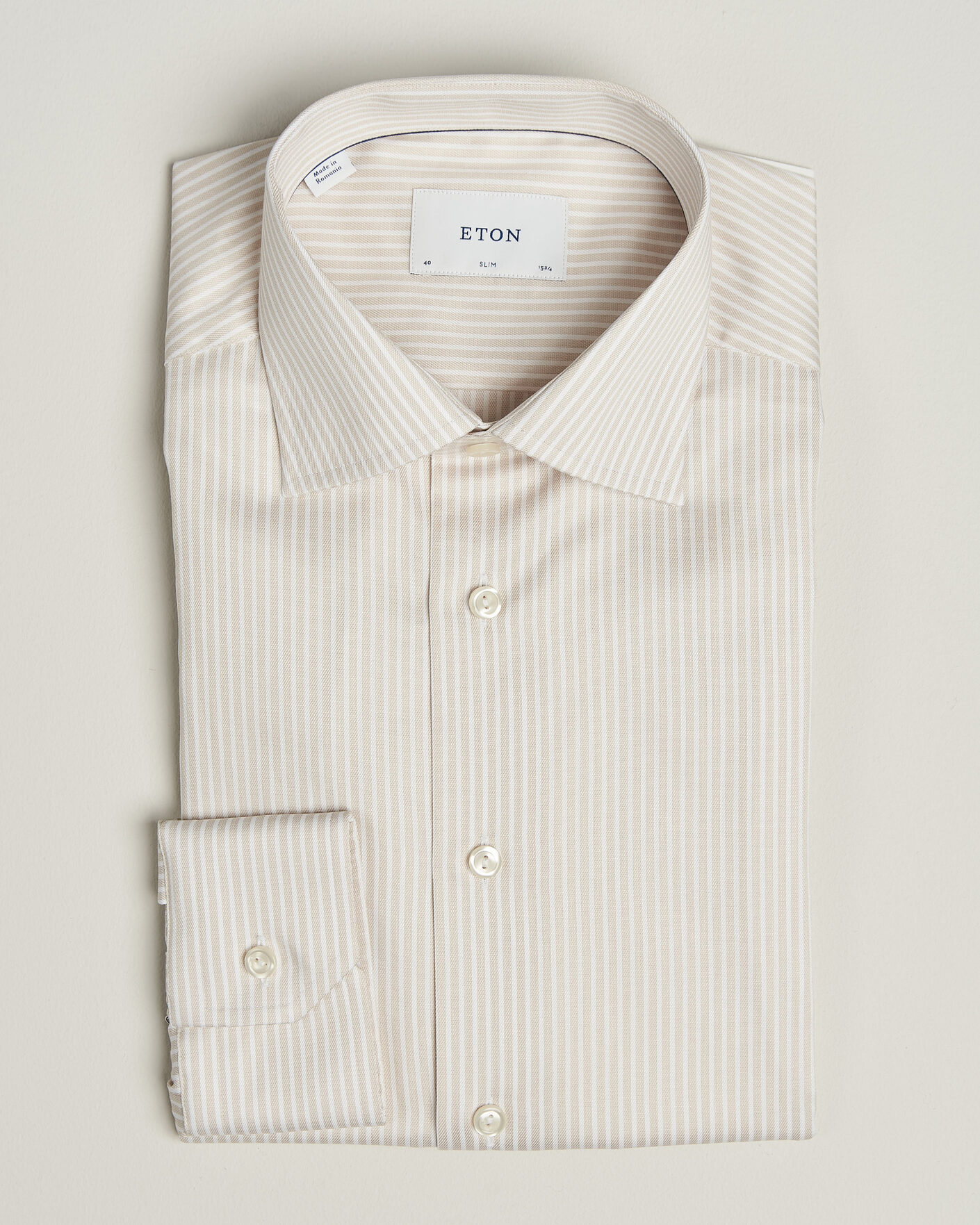 Herren | Hemden | Eton | Slim Fit Signature Twill Striped Shirt Beige