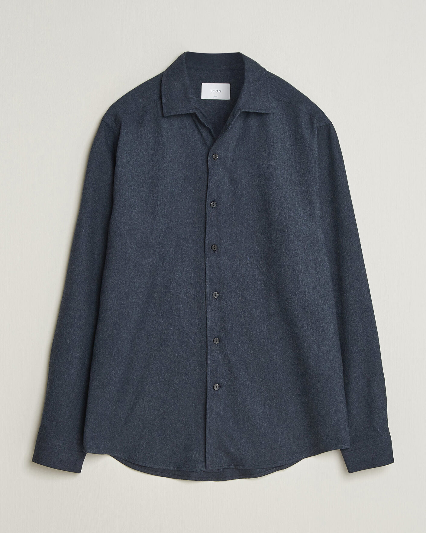 Herren | Hemden | Eton | Casual Fit One Piece Collar Flannel Shirt Navy Blue