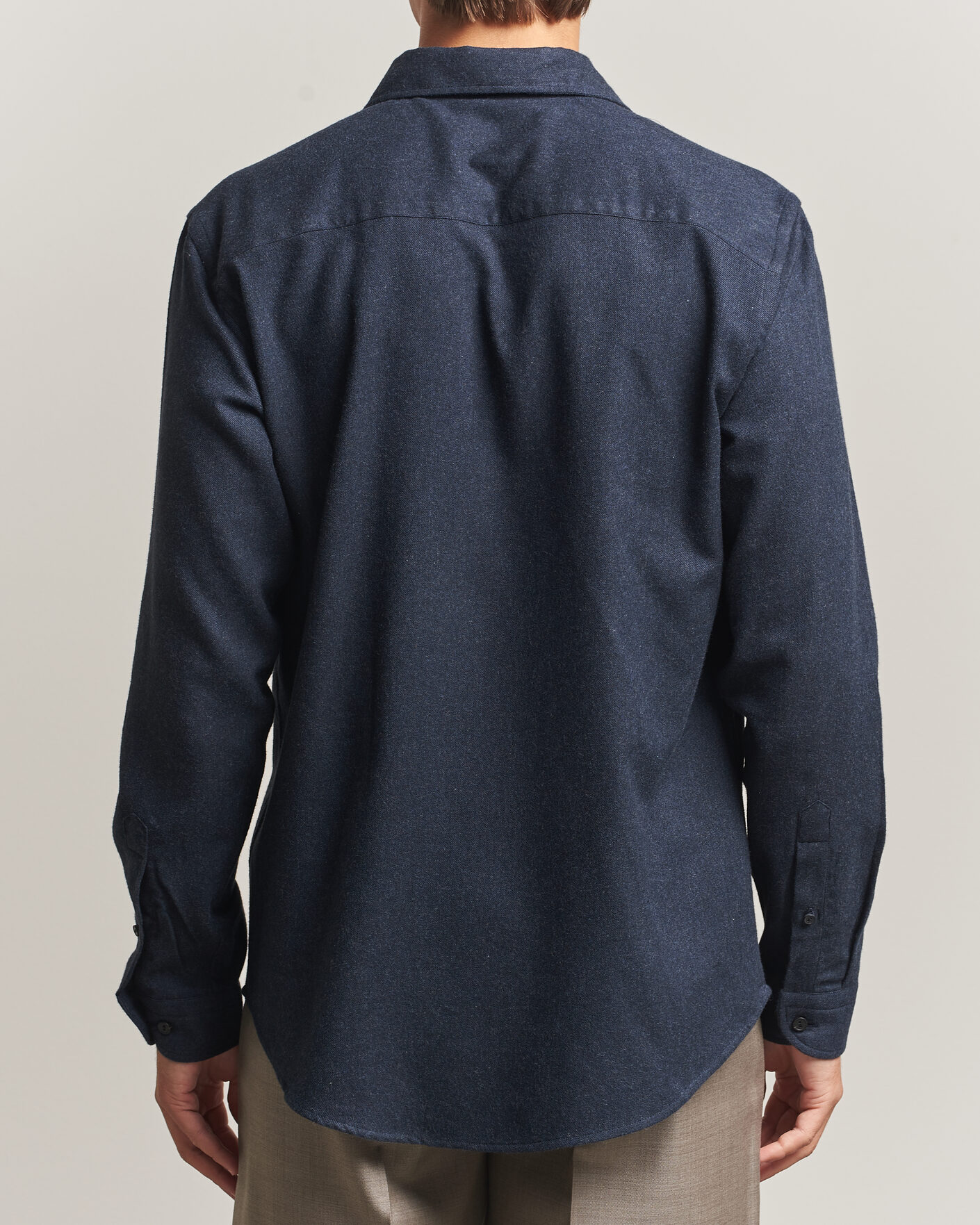 Herren | Hemden | Eton | Casual Fit One Piece Collar Flannel Shirt Navy Blue