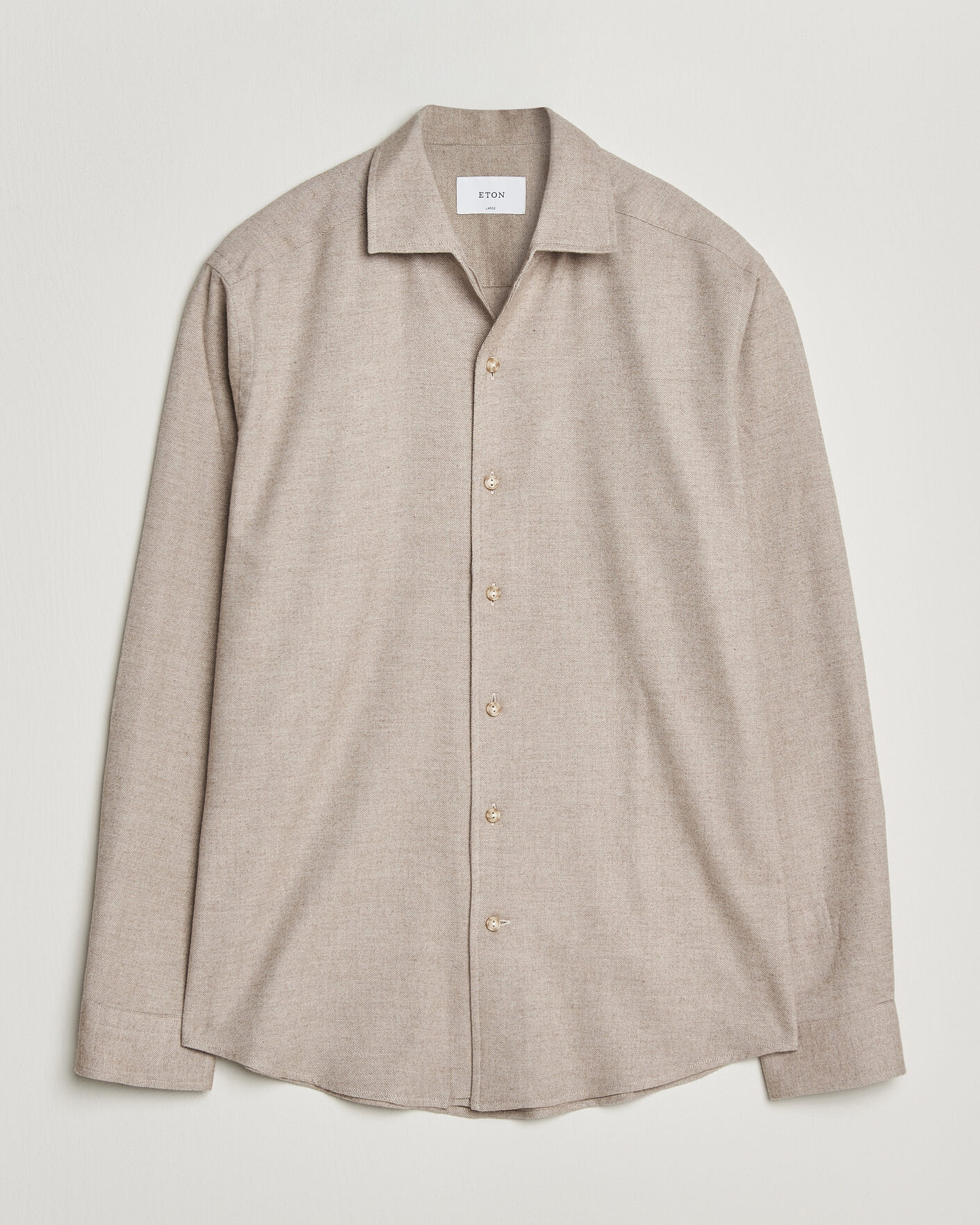 Herren | Hemden | Eton | Casual Fit One Piece Collar Flannel Shirt Beige