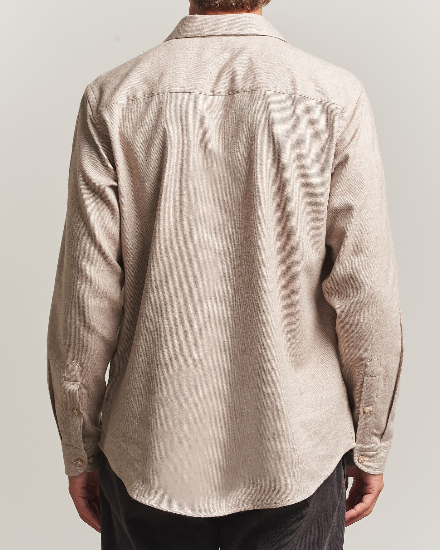 Herren | Hemden | Eton | Casual Fit One Piece Collar Flannel Shirt Beige