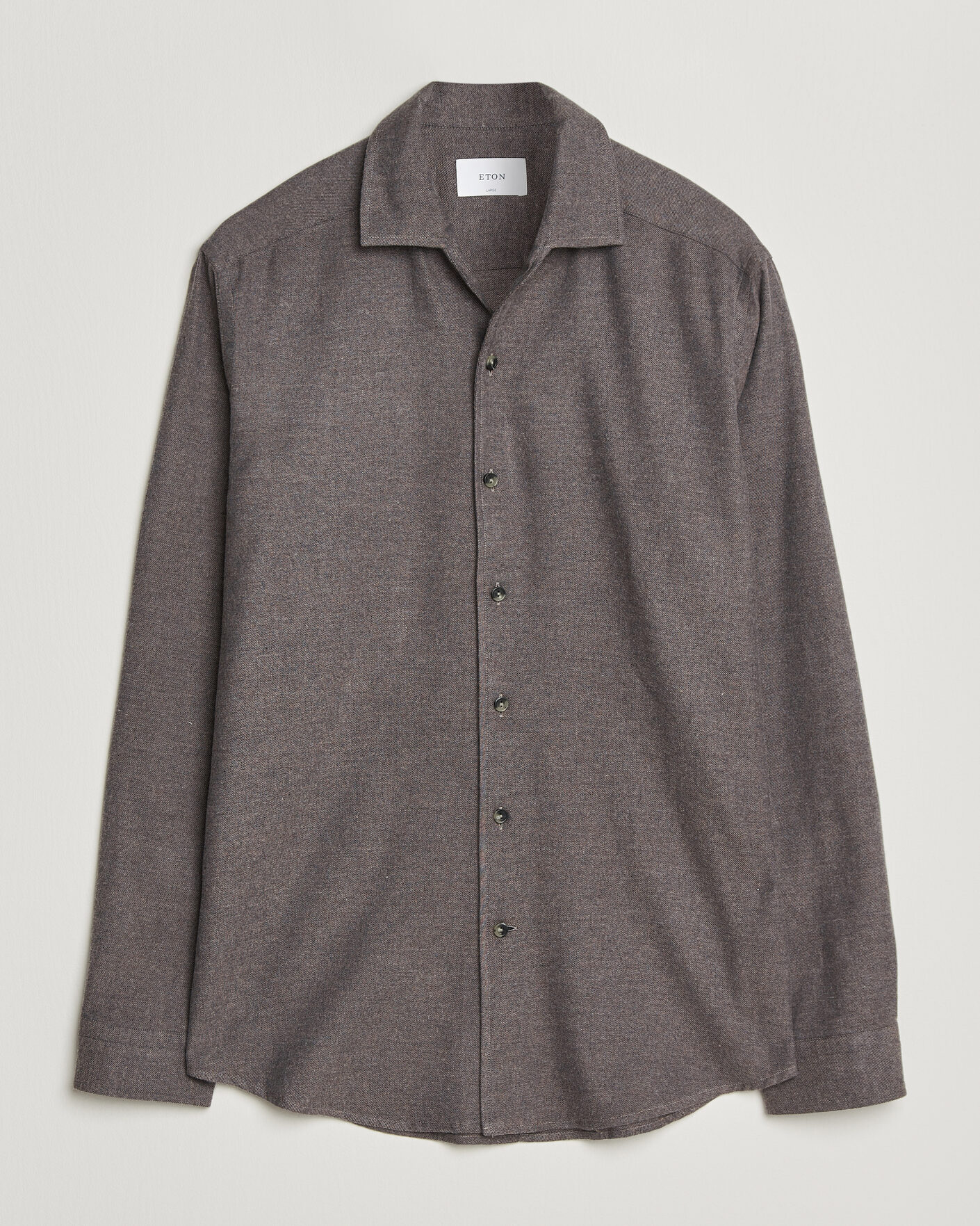 Herren | Hemden | Eton | Casual Fit One Piece Collar Flannel Shirt Dark Brown