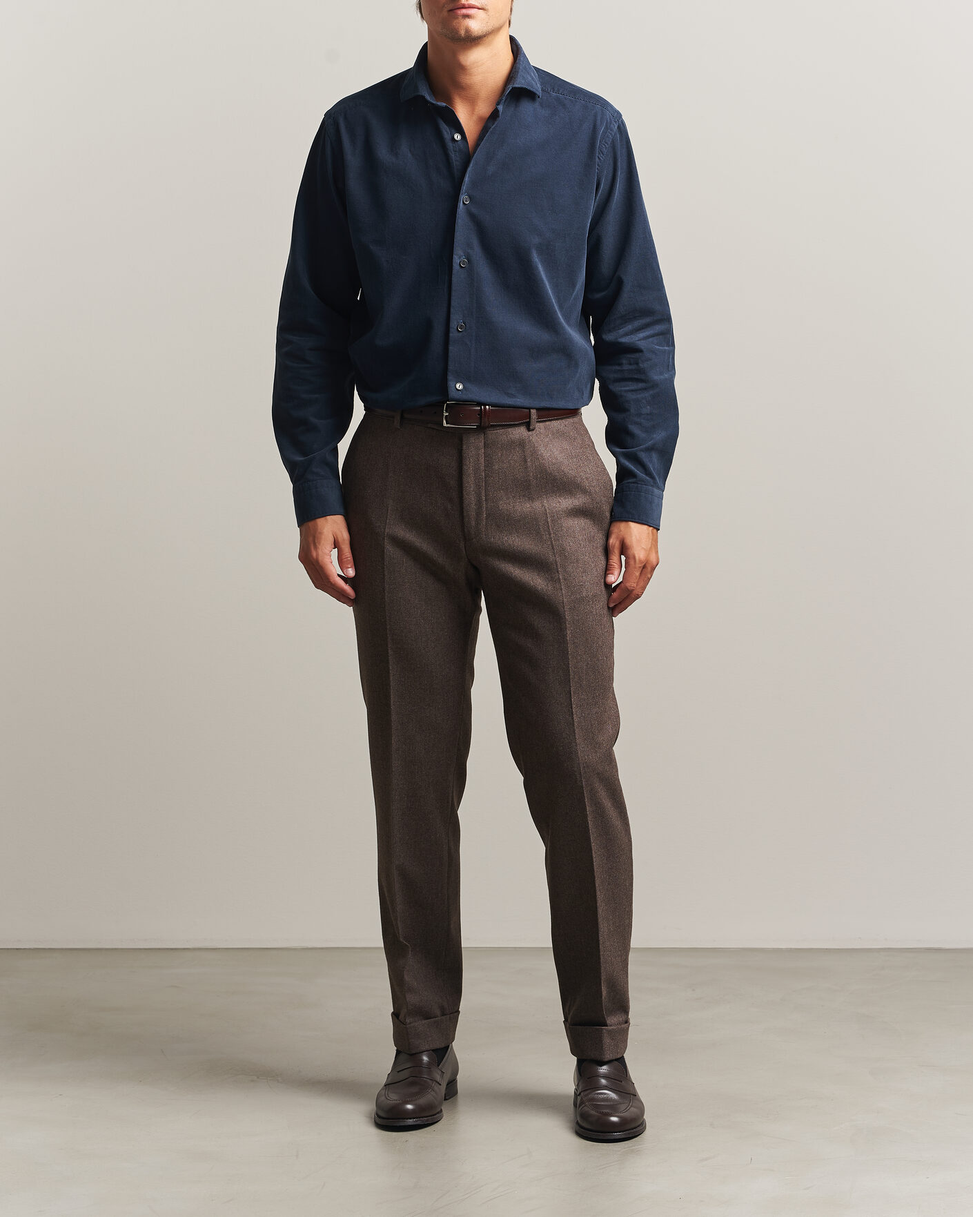 Herren | Hemden | Eton | Casual Fit Corduroy Shirt Navy Blue