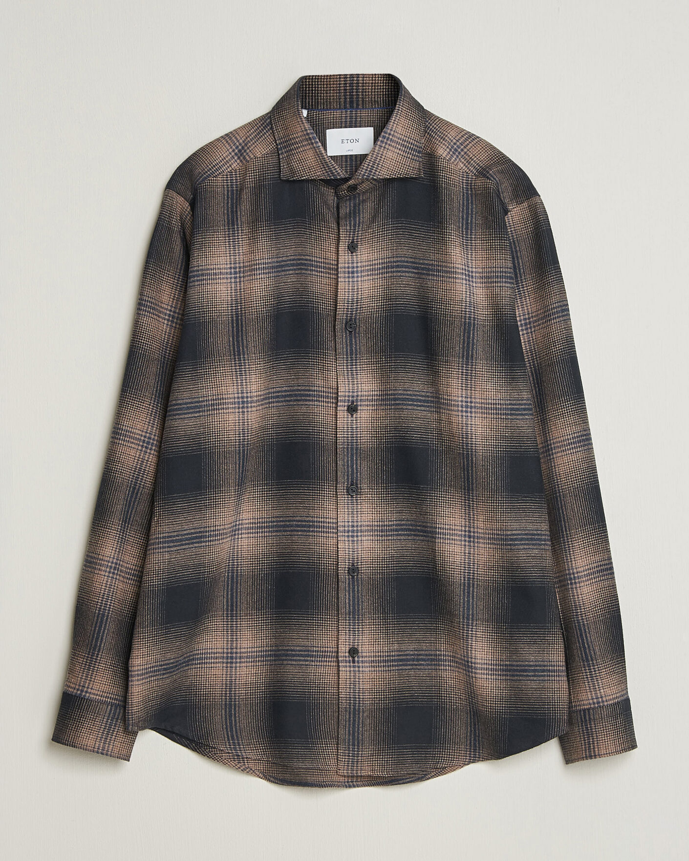 Herren | Hemden | Eton | Casual Fit Checked Flannel Shirt Navy Blue
